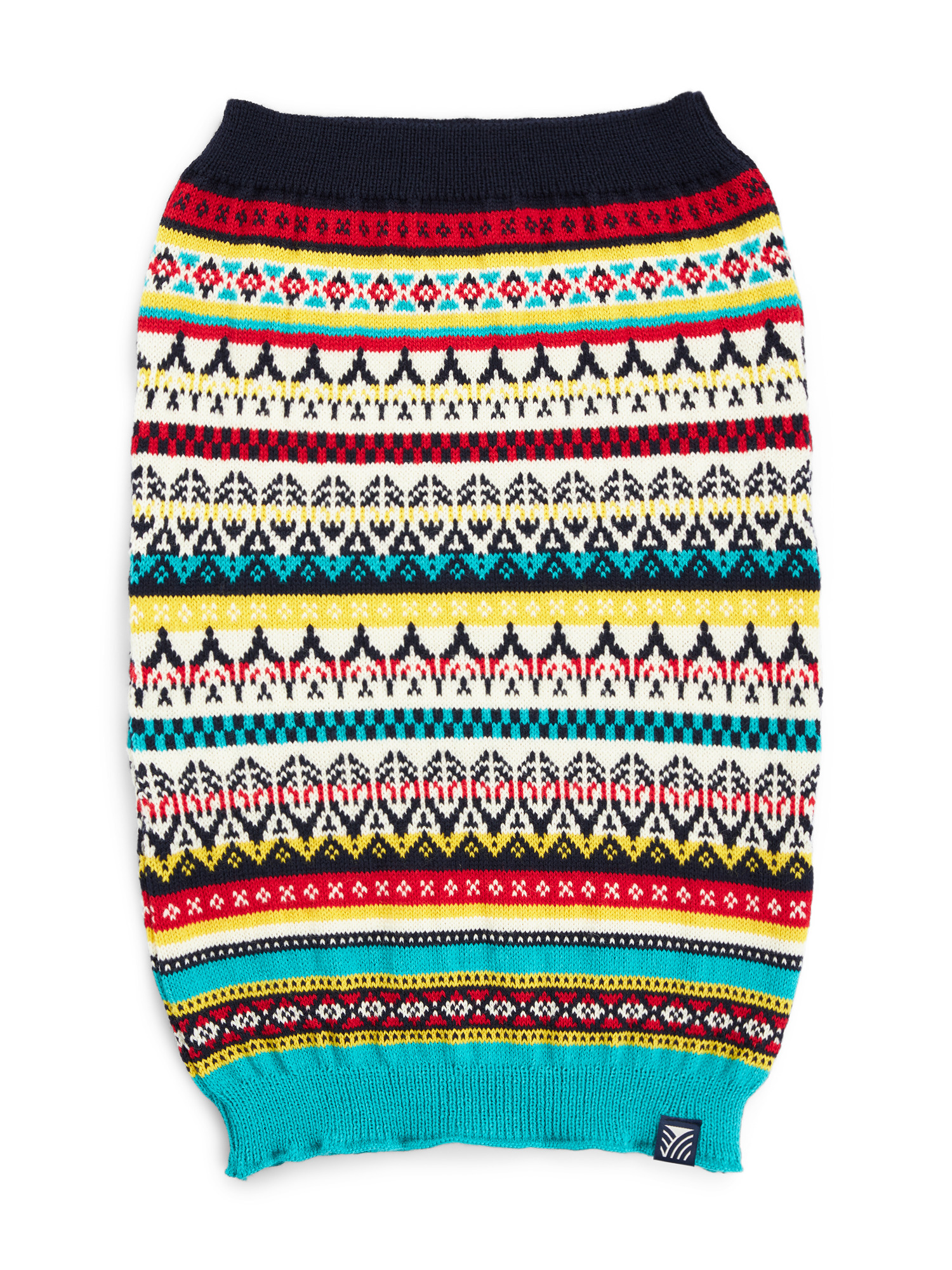 Utsira tubular scarf Marine Redrose Offwhite