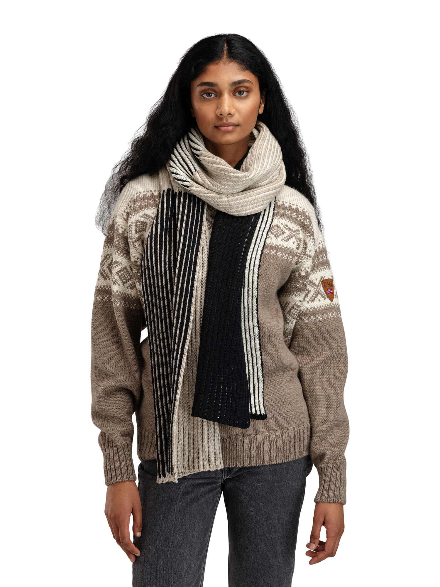 Skarstind Scarf Black Offwhite Sand Mel