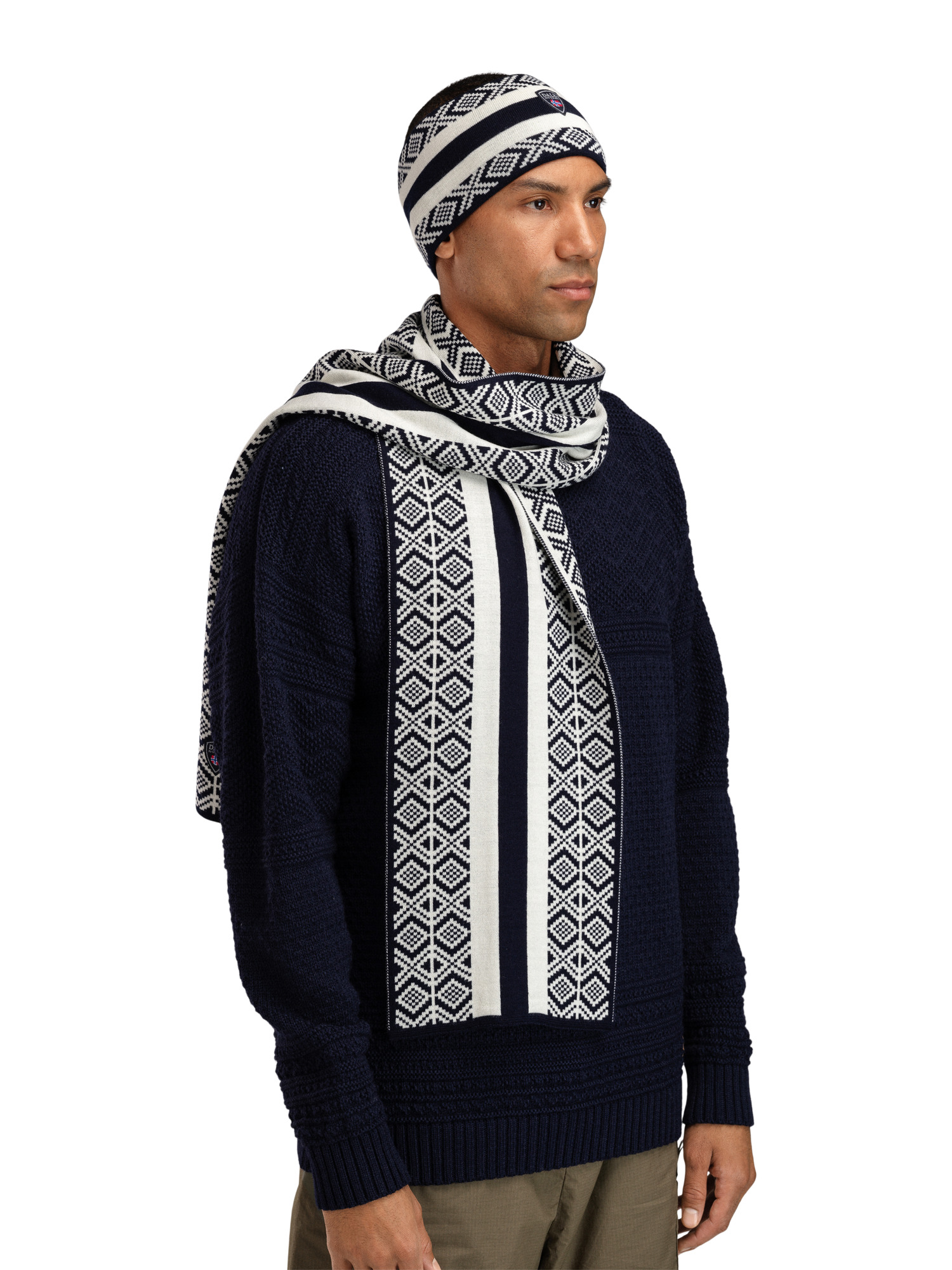 Kvitegga Scarf - Merino Wool Navy Offwhite