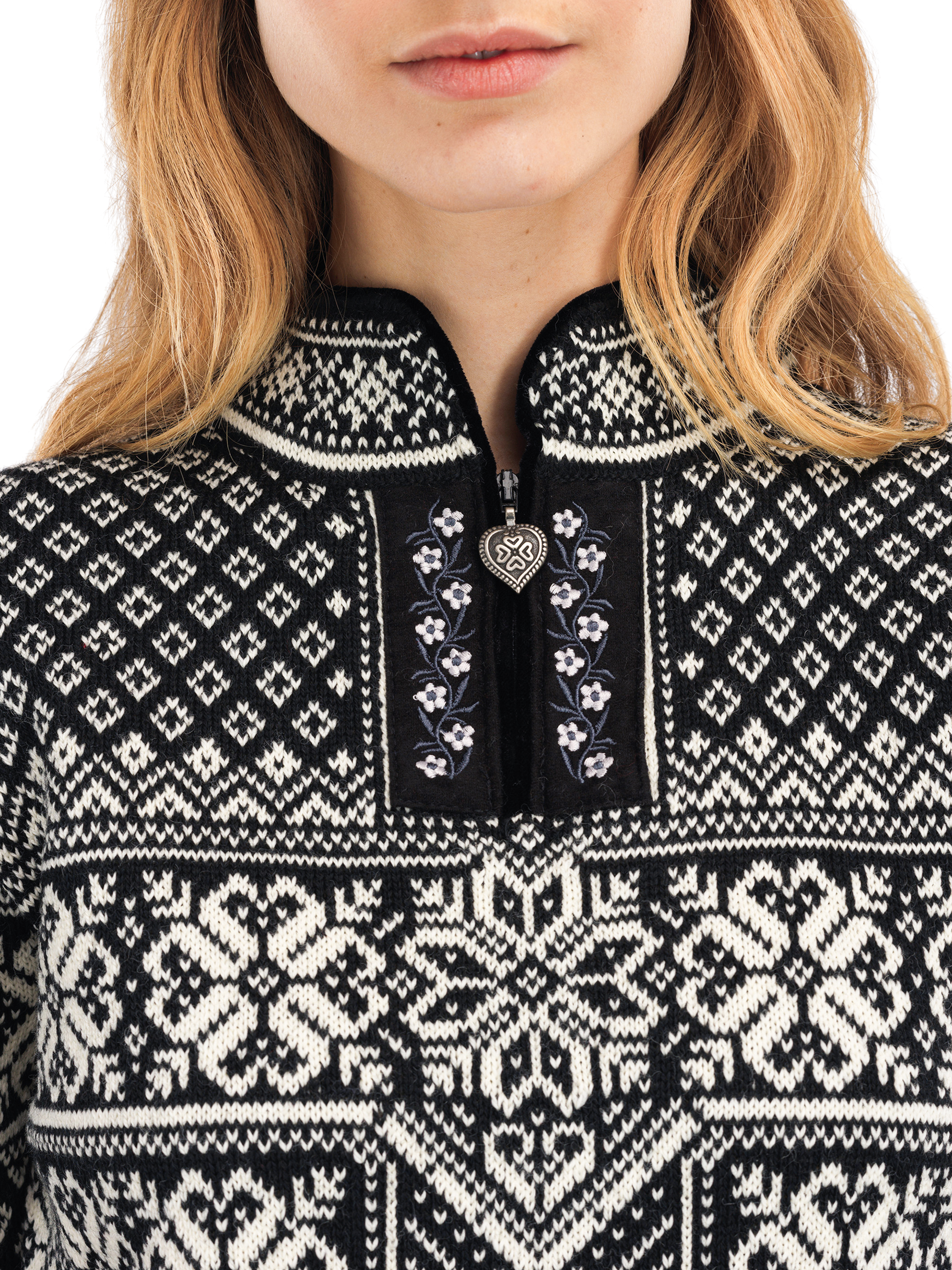 Peace Knit Sweater Women Black OffWhite Dale of Norway