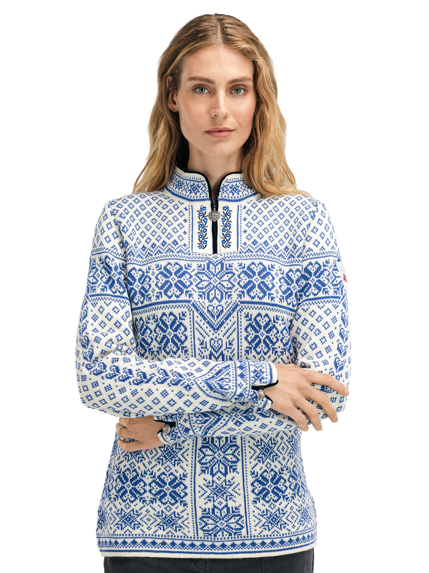 Peace Knit Sweater Women Offwhite Blue Dale of Norway Dale of Norway