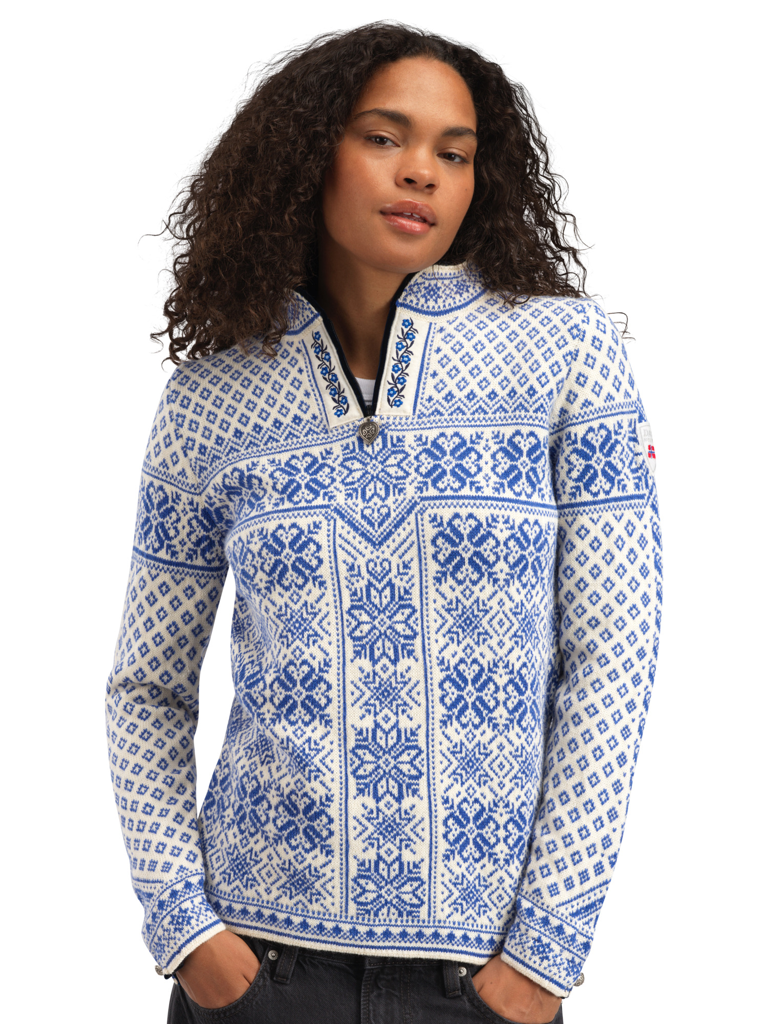 Peace women's sweater in light blue – feminine Norwegian wool