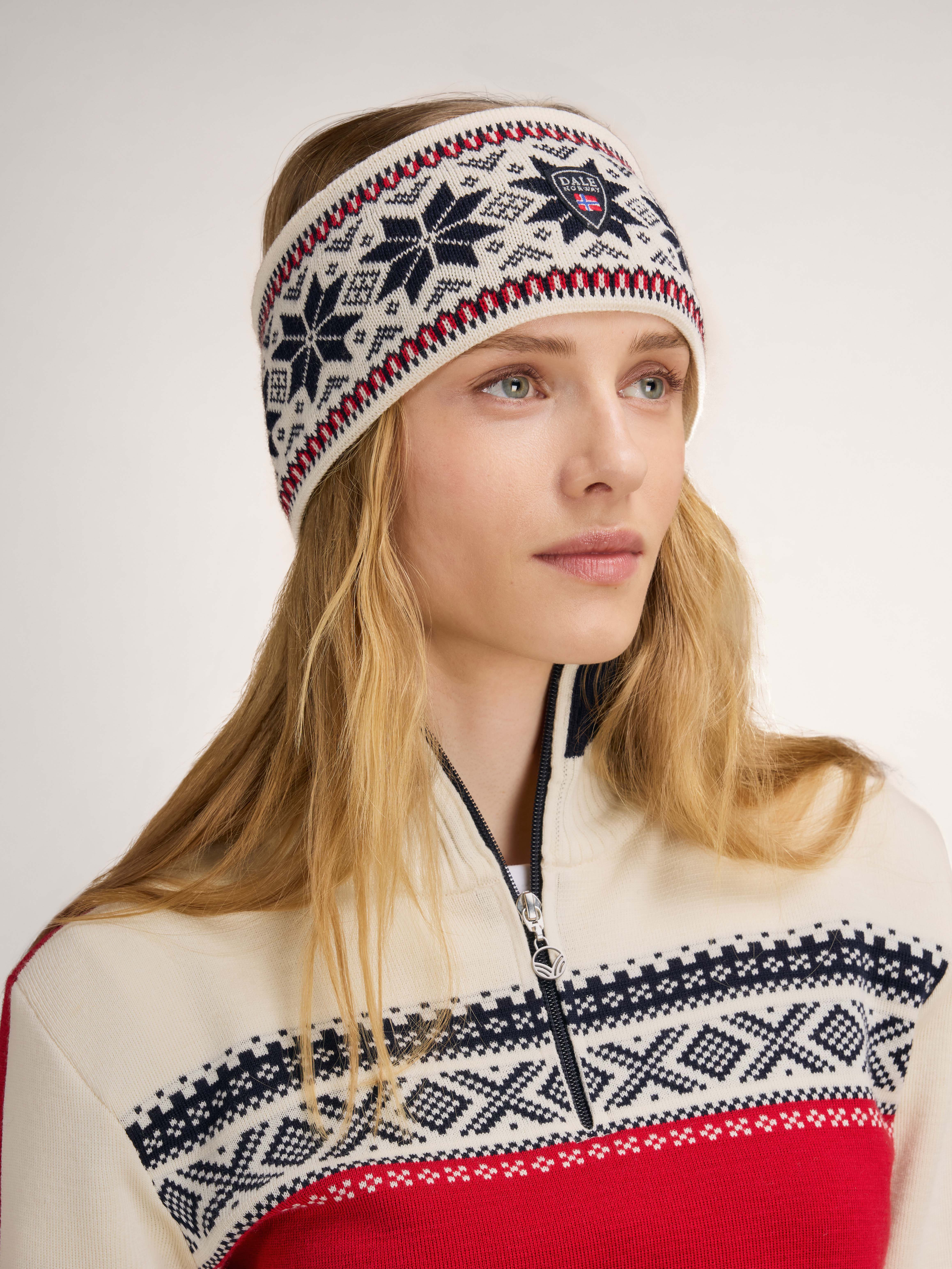 Garmisch Headband - Merino Wool Offwhite Navy Raspberry