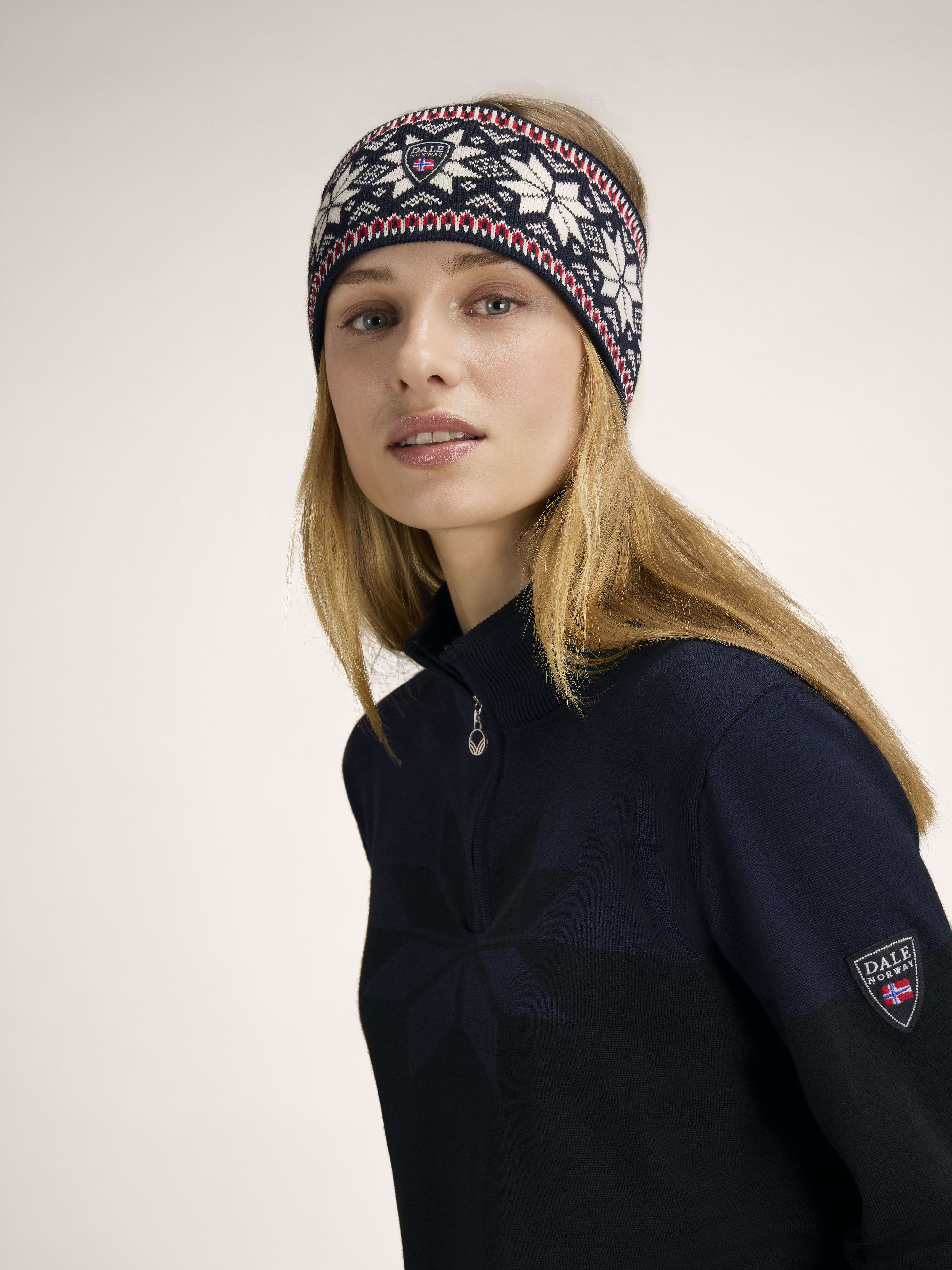 Garmisch Headband - Merino Wool Navy Offwhite Raspberry