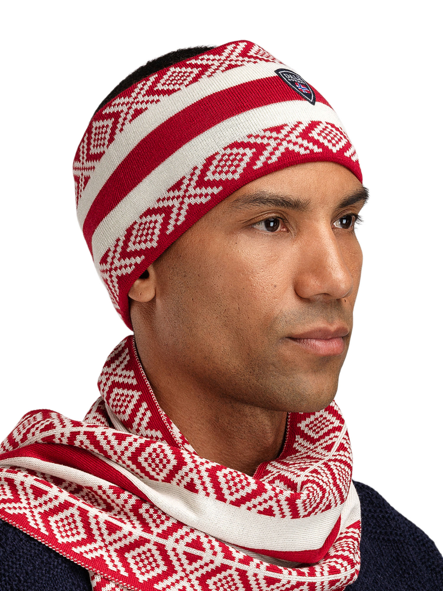 Kvitegga Headband - Merino Wool Raspberry Offwhite