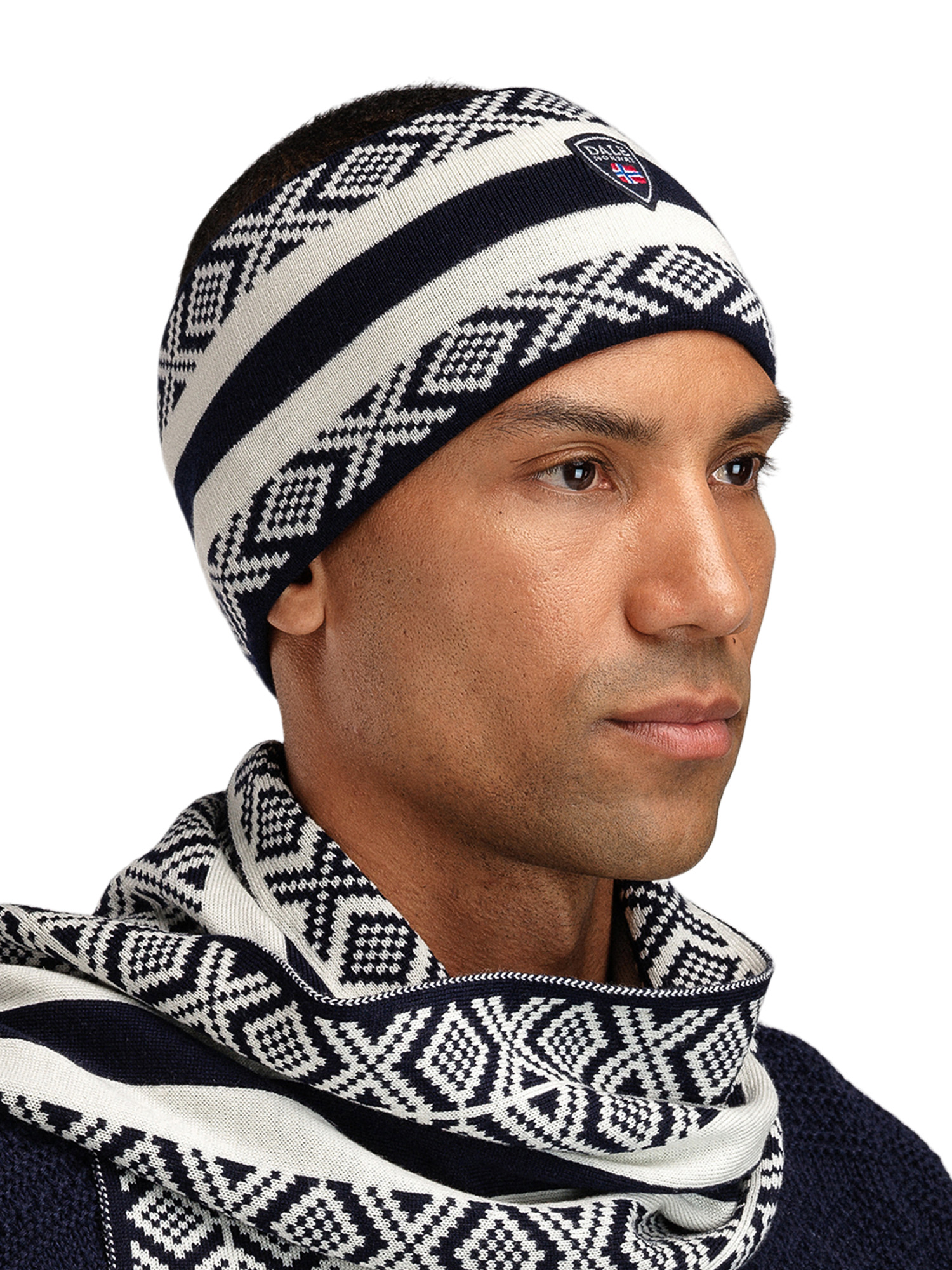 Kvitegga Headband - Merino Wool Navy Offwhite
