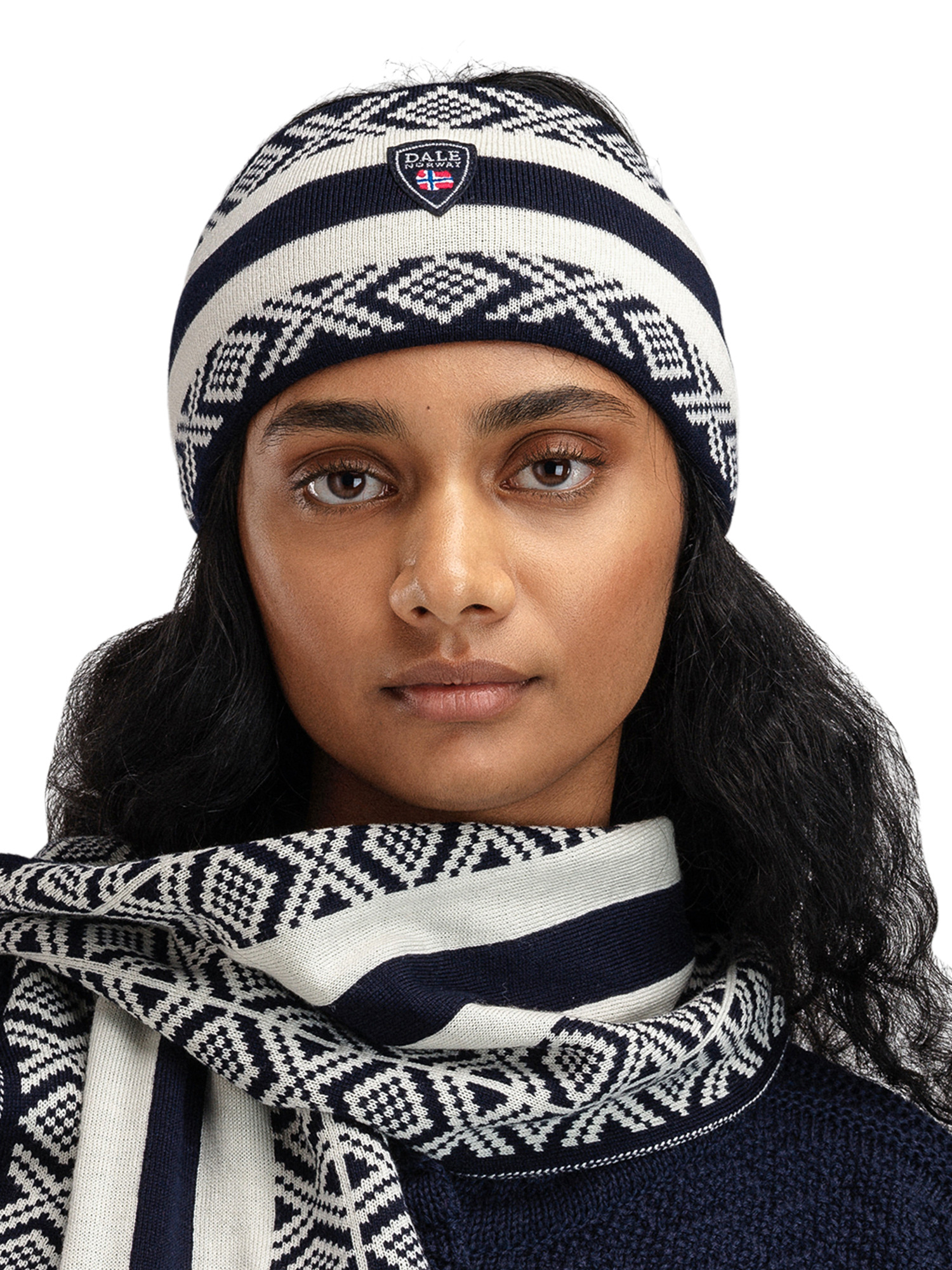 Kvitegga Headband - Merino Wool Navy Offwhite