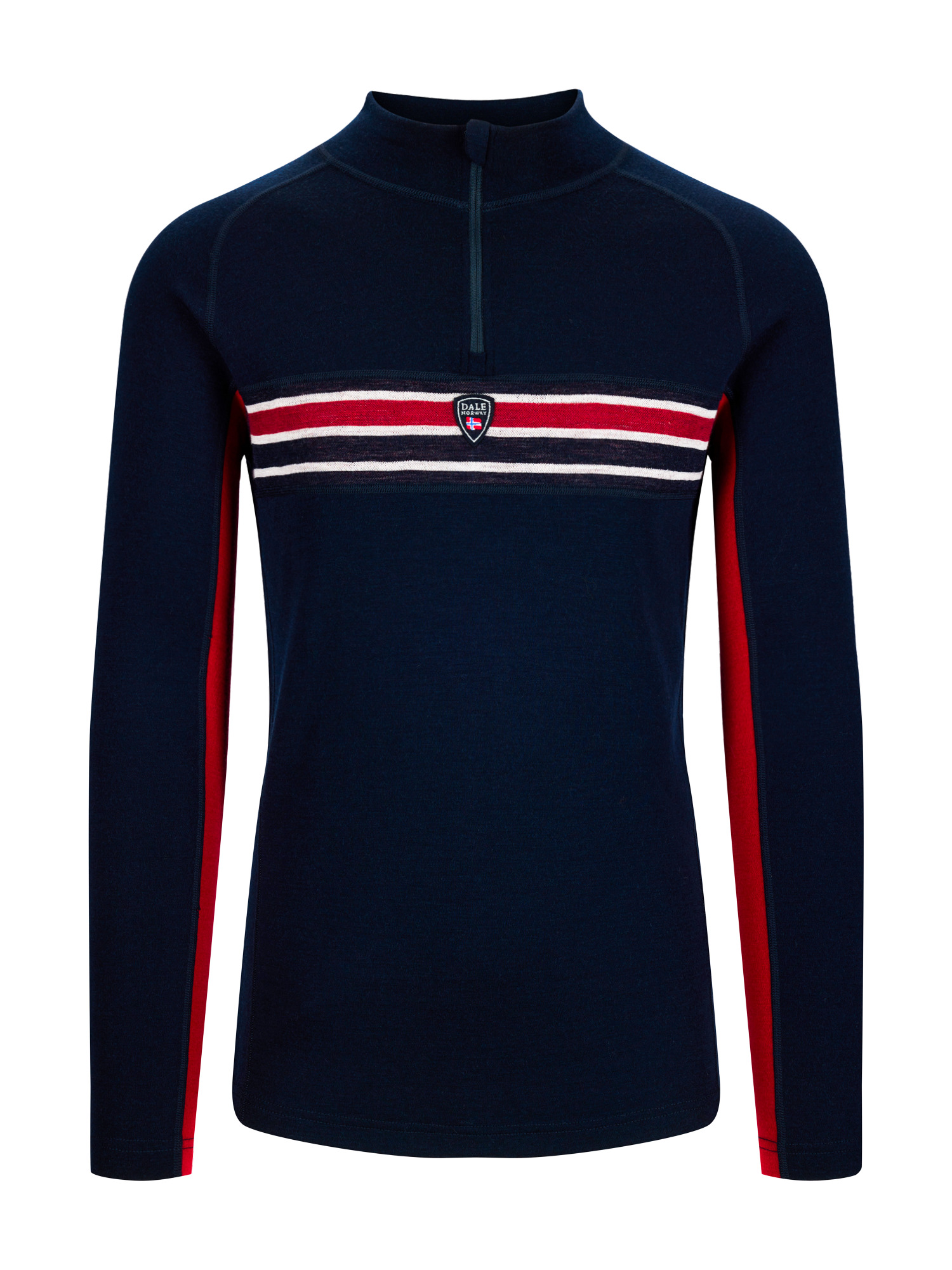 Aksla Men's Half Zip Baselayer Navy Red OffWhite