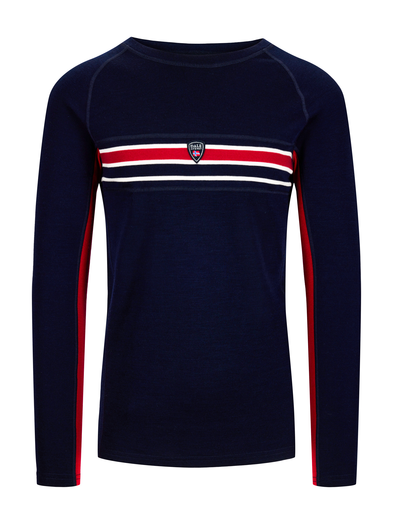 Aksla Men's Crew Neck Baselayer Navy Red OffWhite