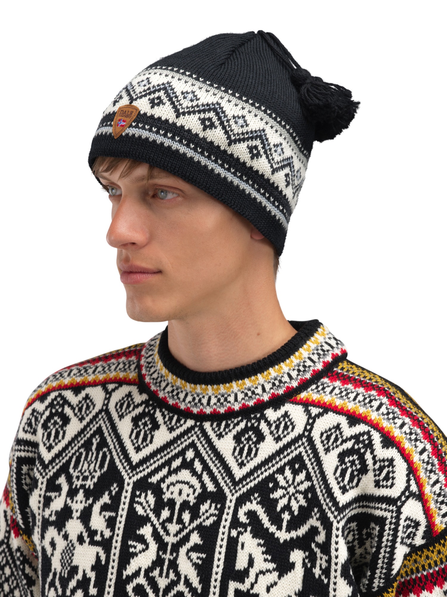 Norwegian-Style Pom Pom Beanie -  dale of Norway wool Black Amazon.com: Dale of Norway Vail Unisex Hat 100% Lightweight  main image 2