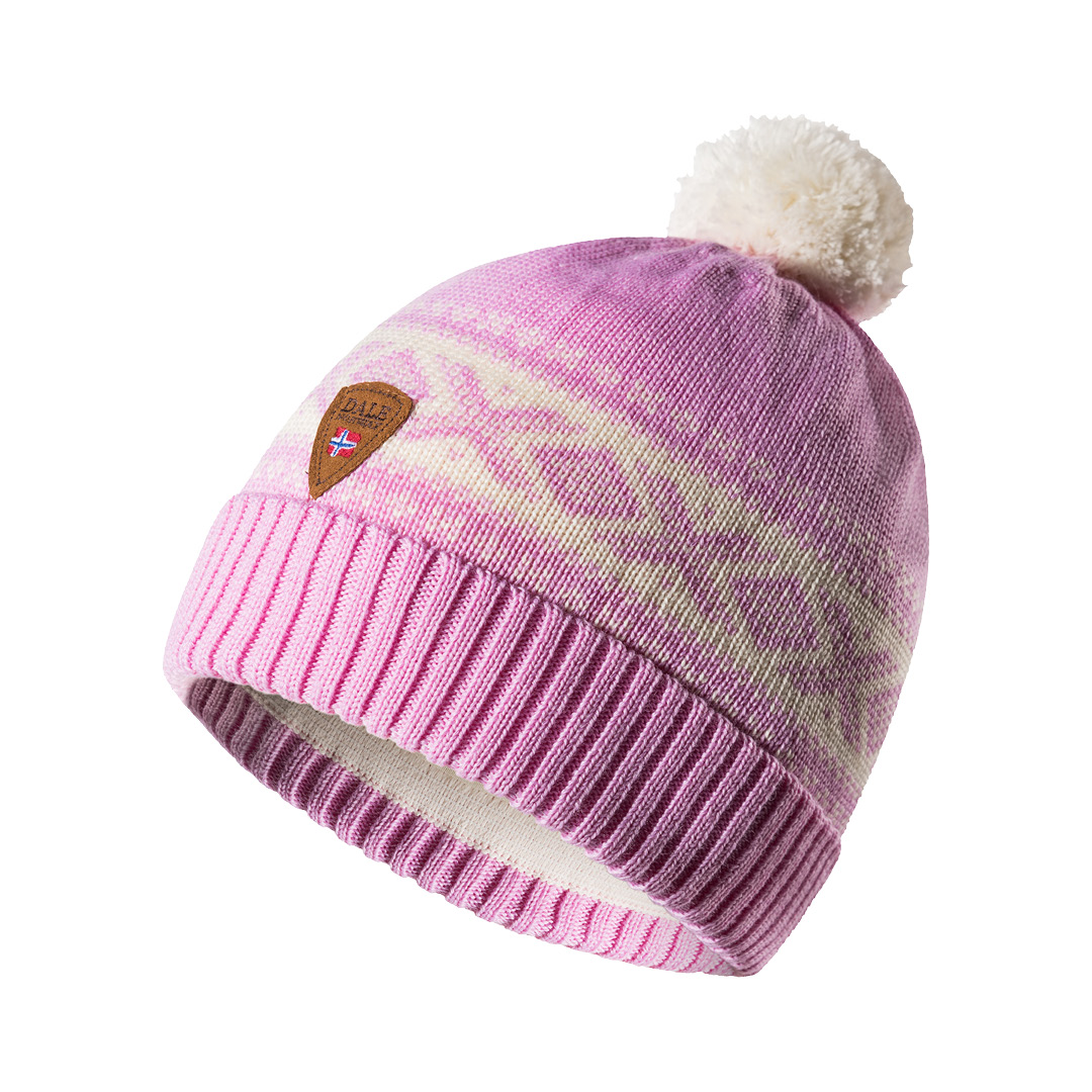 Cortina Kids Hat 4-8 Yrs - Merino Wool Pink Offwhite