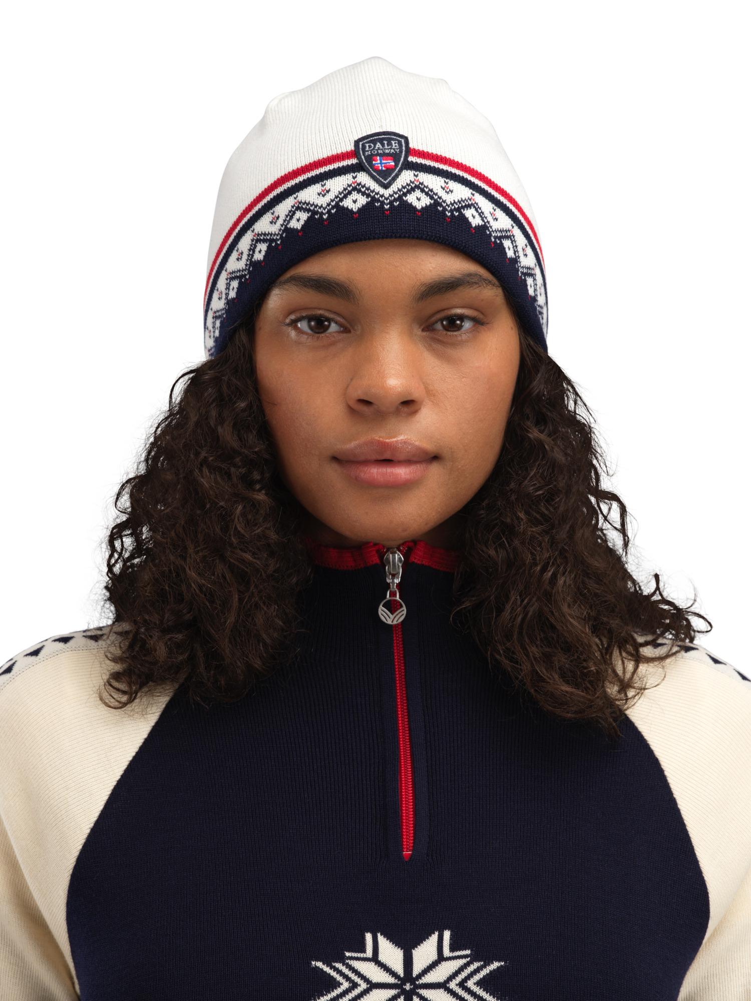 Moritz Hat - Merino Wool Offwhite Navy Raspberry
