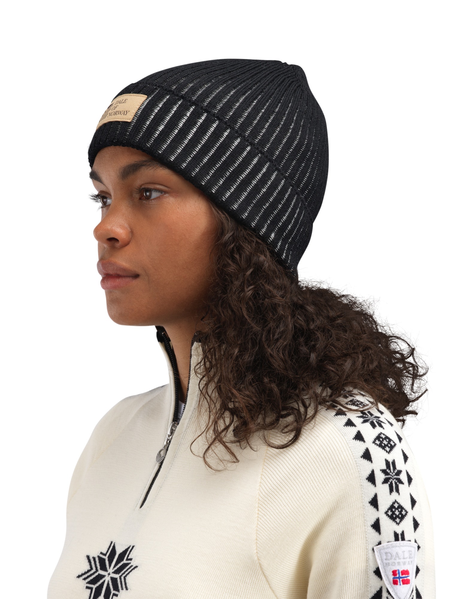 Alvøy Hat - Norwegian Wool Black Offwhite - Dale of Norway display picture 2