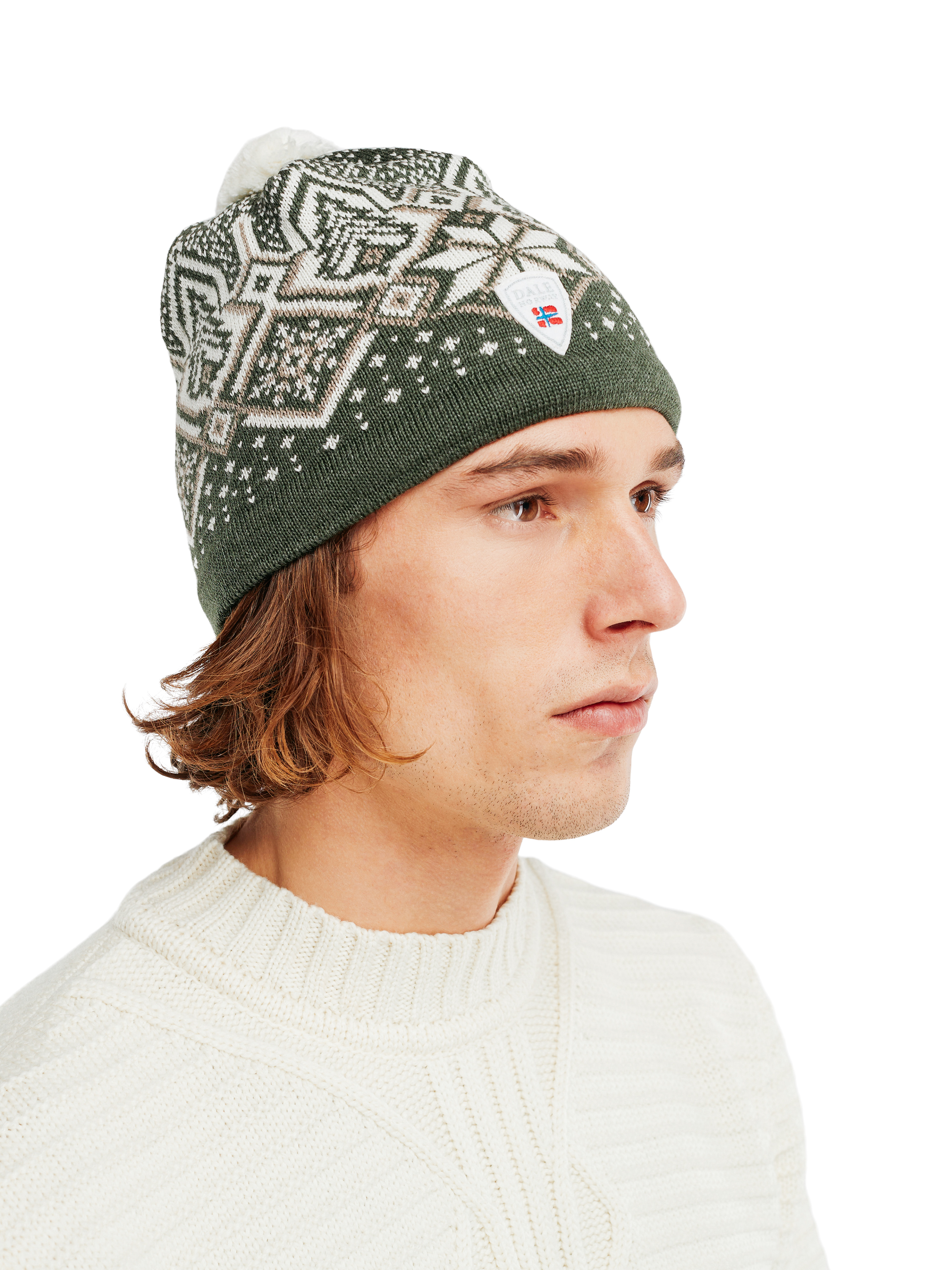 Winterland wool hat - merino Darkgreen Offwhite Sand