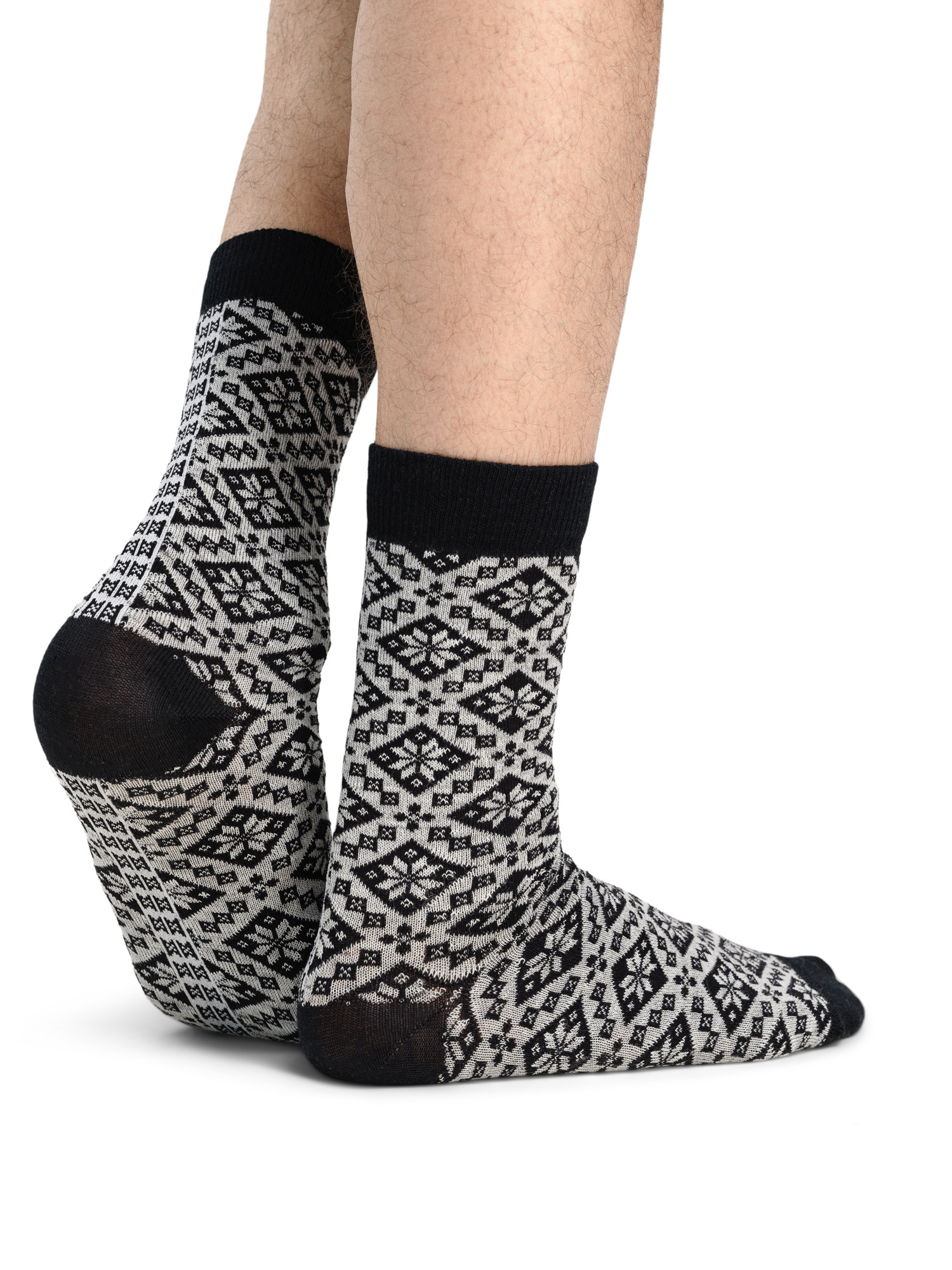Bjorøy Wool Socks Crew cut Black Offwhite
