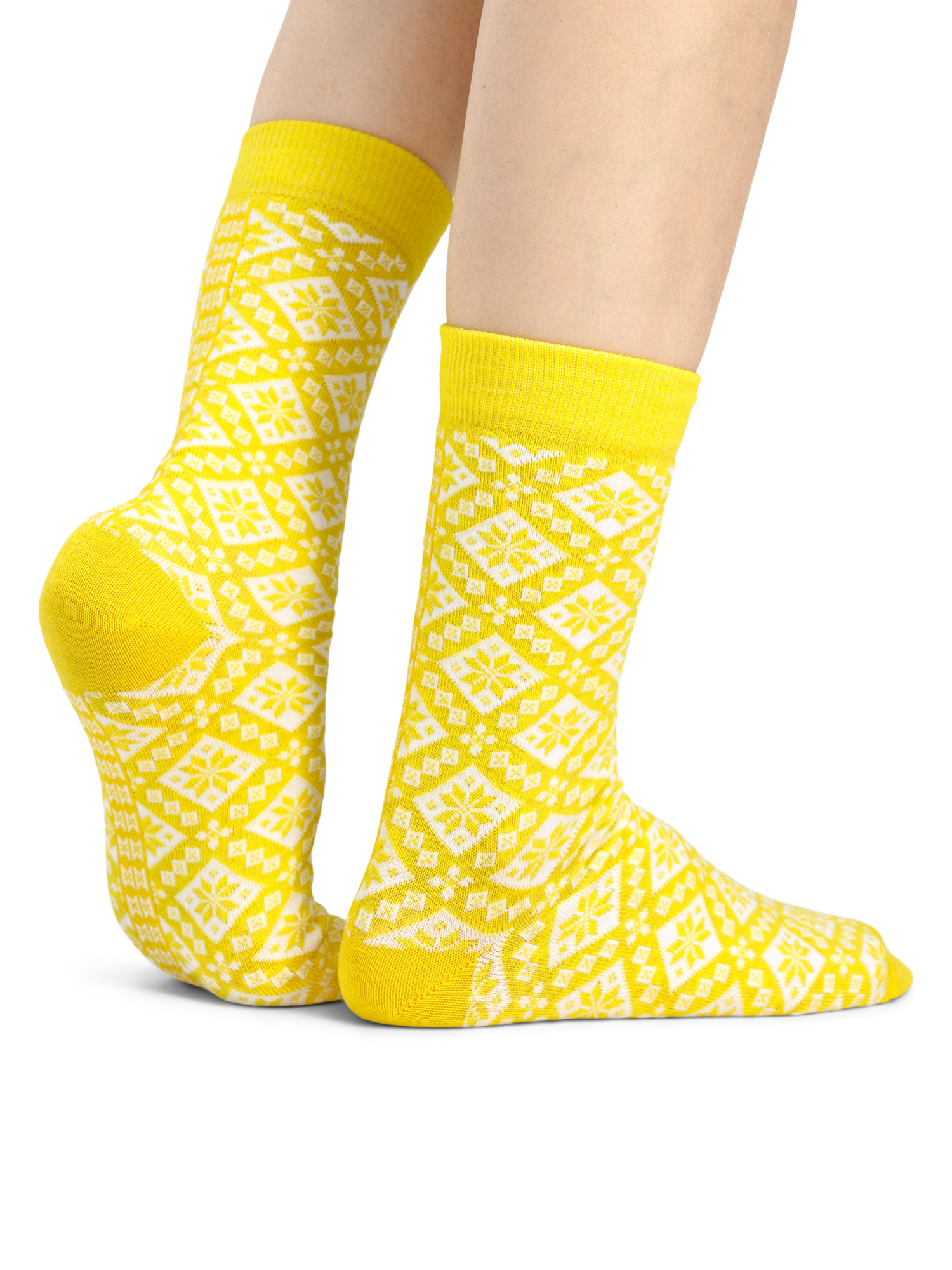 Bjorøy Wool Socks Crew cut Yellow Offwhite