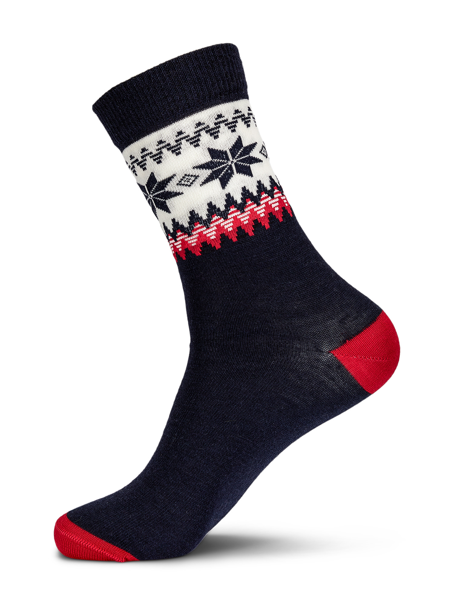 Myking Wool Socks Crew cut Navy Red Offwhite