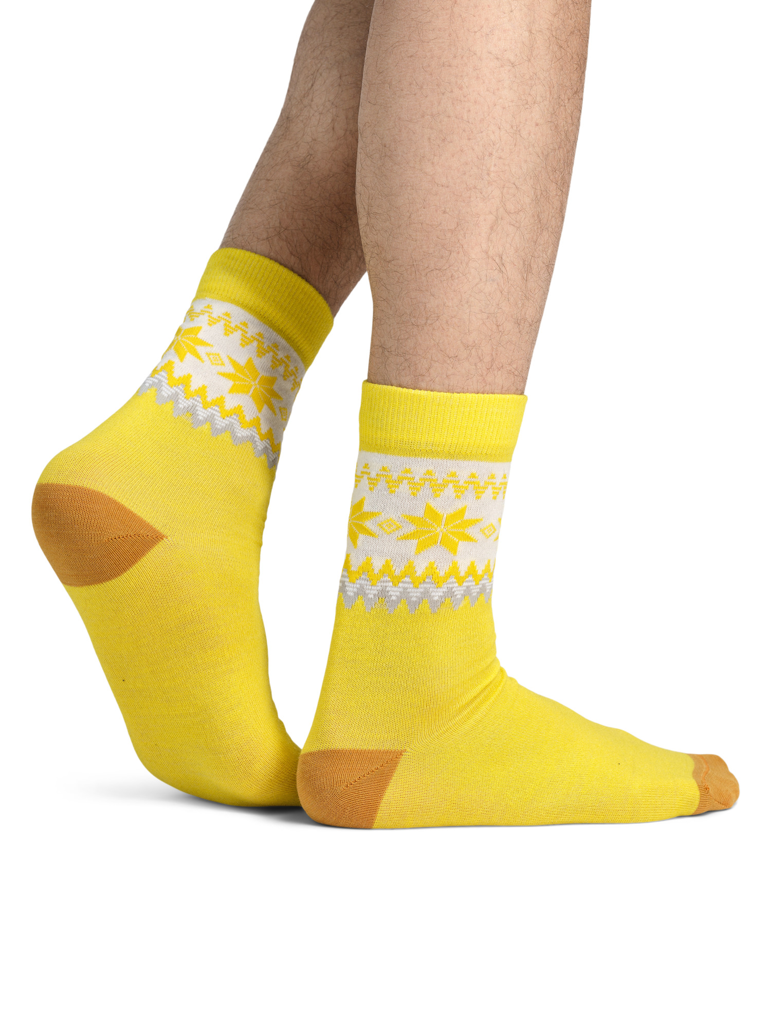 Myking Wool Socks Crew cut Yellow Mustard Offwhite