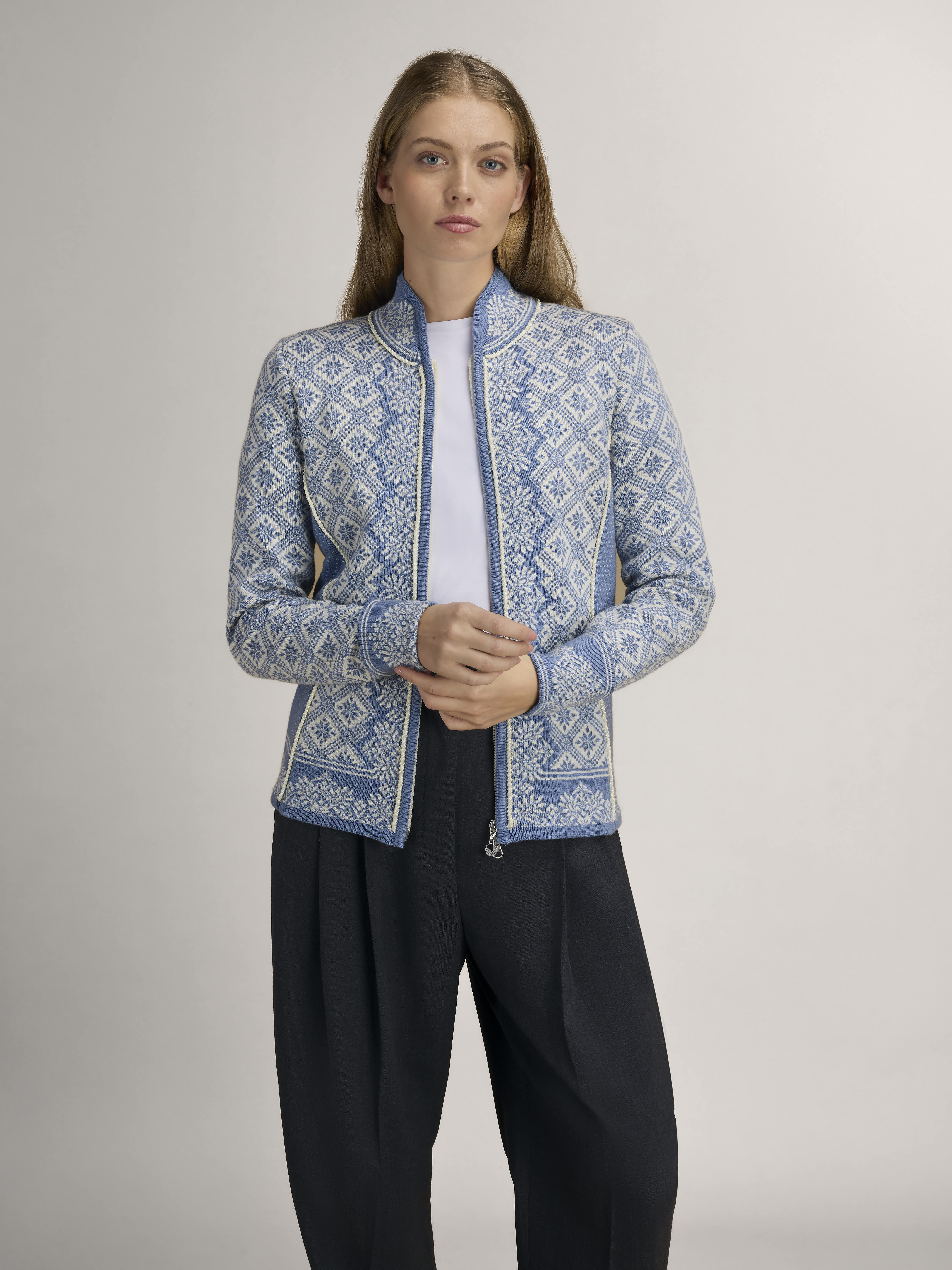 Christiania Women's Jacket - Merino Wool Blueshadow Offwhite