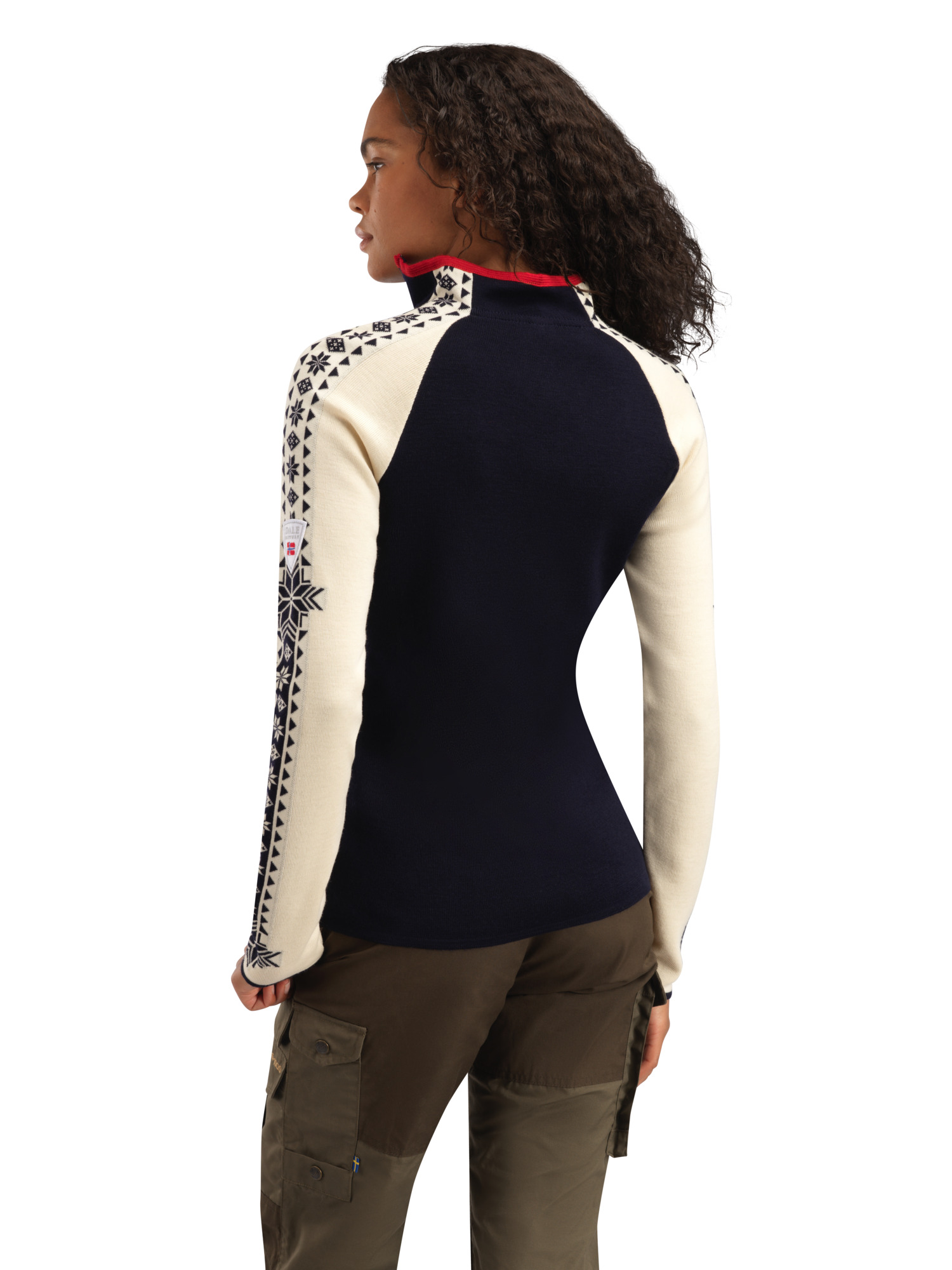 Geilo Women’s Sweater - Merino Wool Navy Offwhite Raspberry