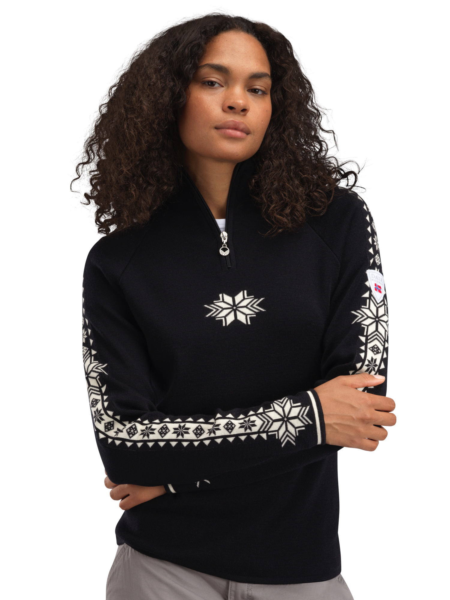 Geilo Women's Sweater - Merino Wool BLACK OFFWHITE - Dale of Norway