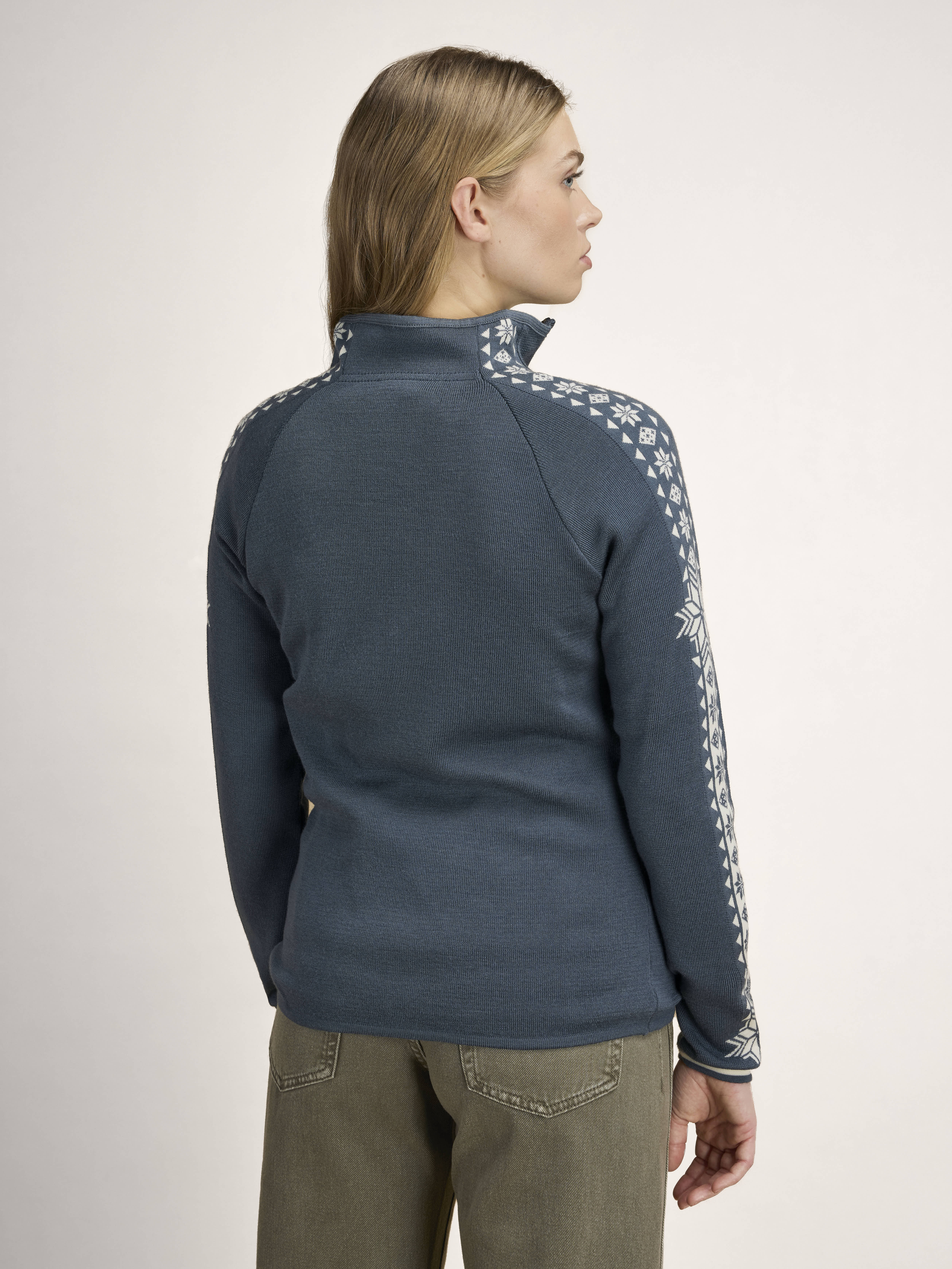Geilo Women’s Sweater - Merino Wool Steel Offwhite