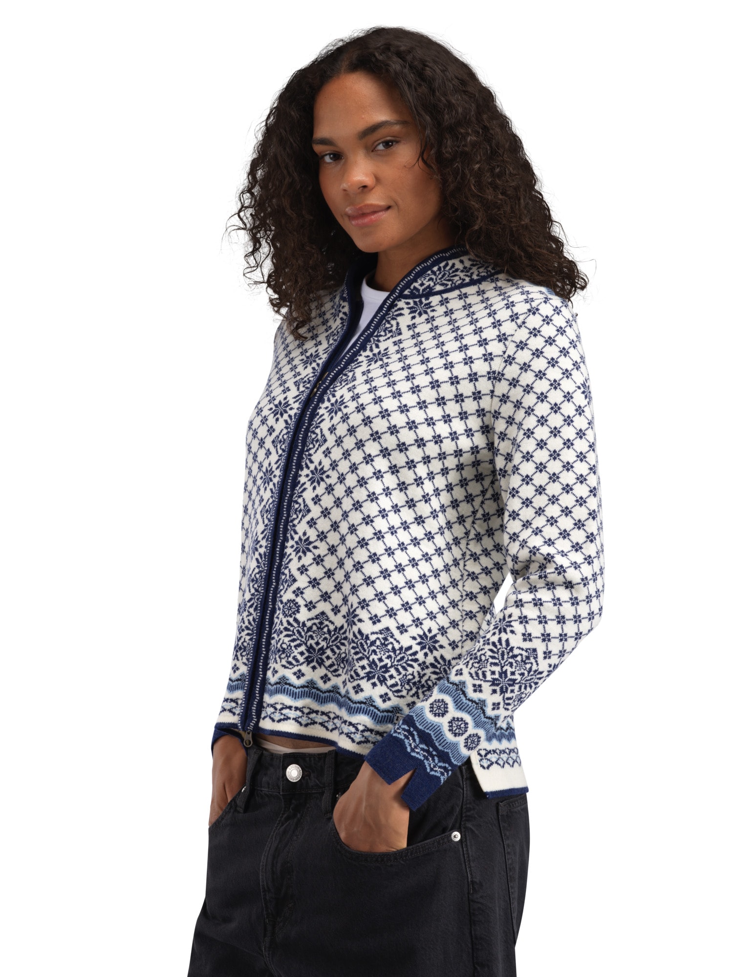 Solbridge Jacket Solfrid Women’s Jacket - Merino Wool OFFWHITE ELECTRICSTORM NAVY - Dale ...