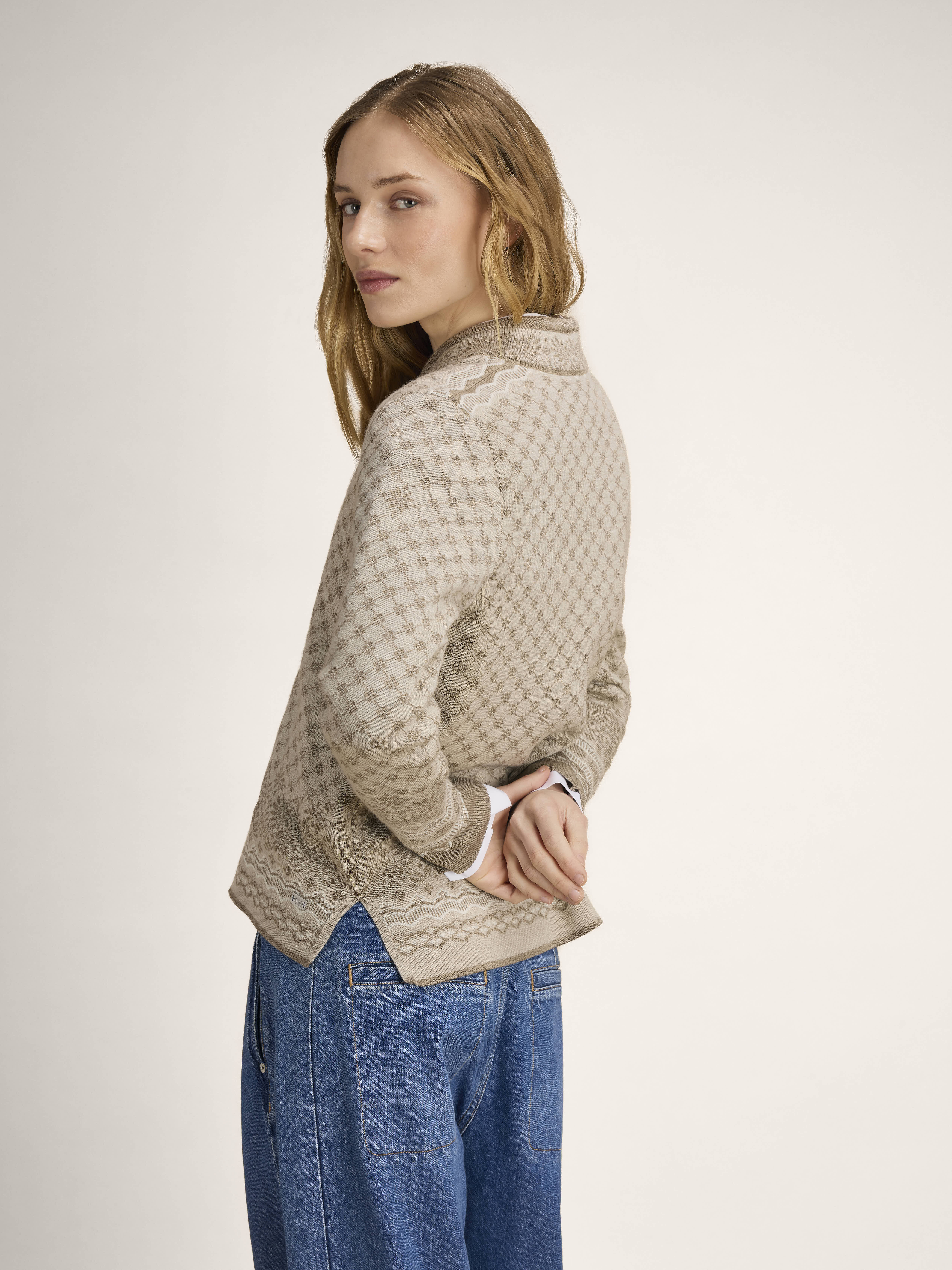 Solfrid Women’s Jacket - Merino Wool Mountainstone Sand Offwhite