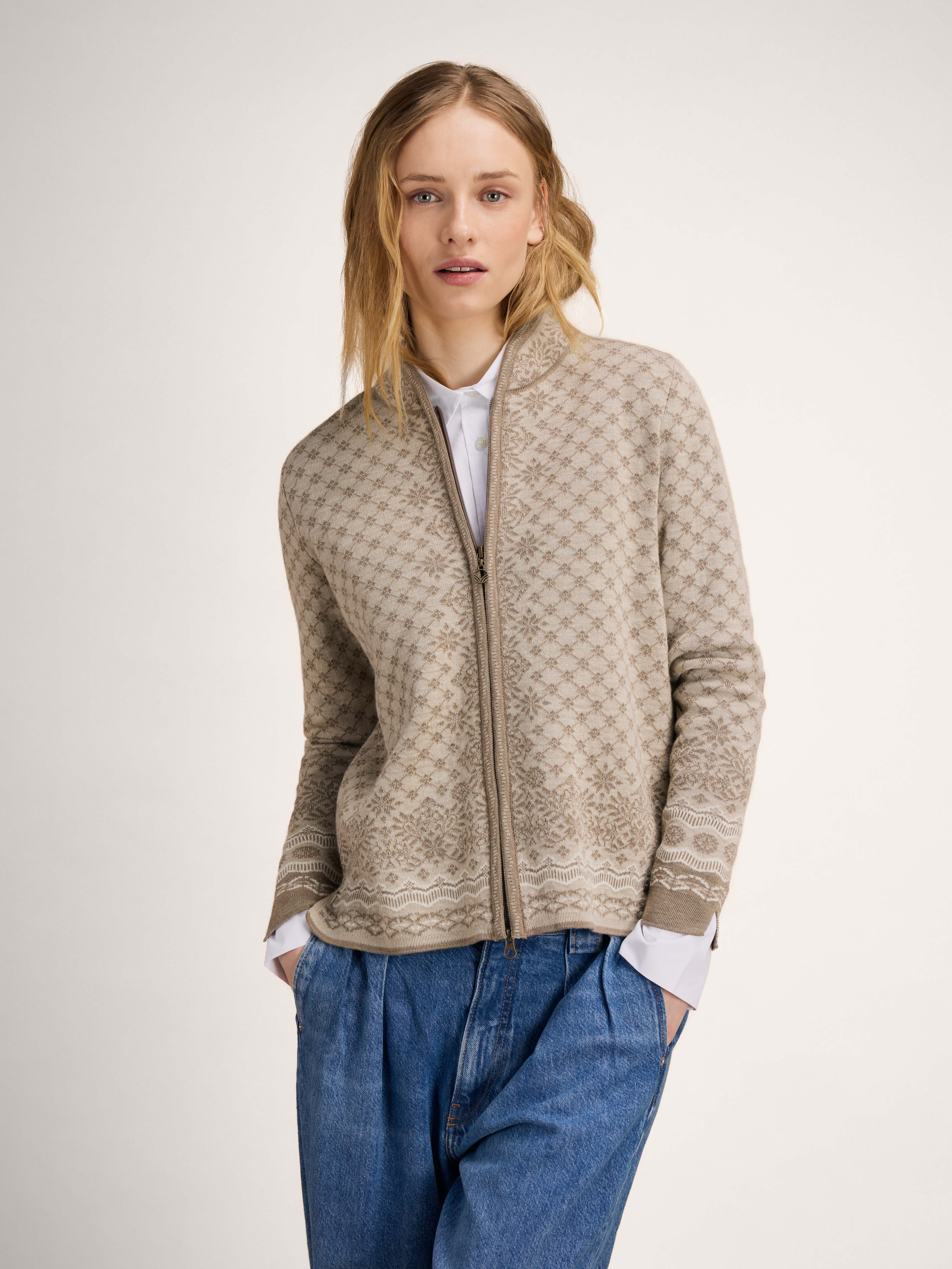 Solfrid Women’s Jacket - Merino Wool Mountainstone Sand Offwhite