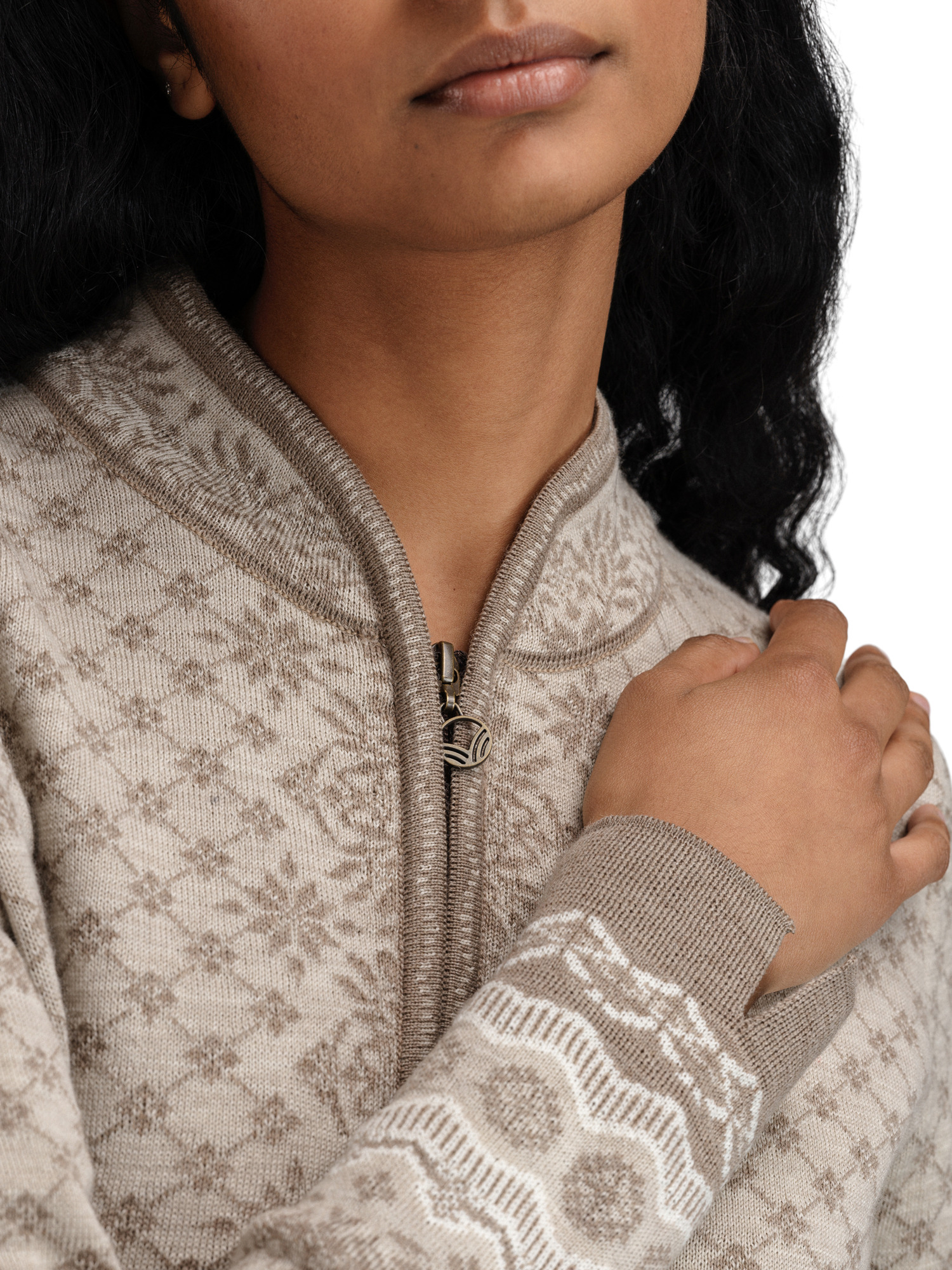 Solfrid Women’s Jacket - Merino Wool Mountainstone Sand Offwhite