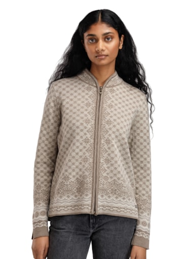 Solbridge Jacket Solfrid Fem Jacket Mountainstone Sand Offwhite - Dale of Norway