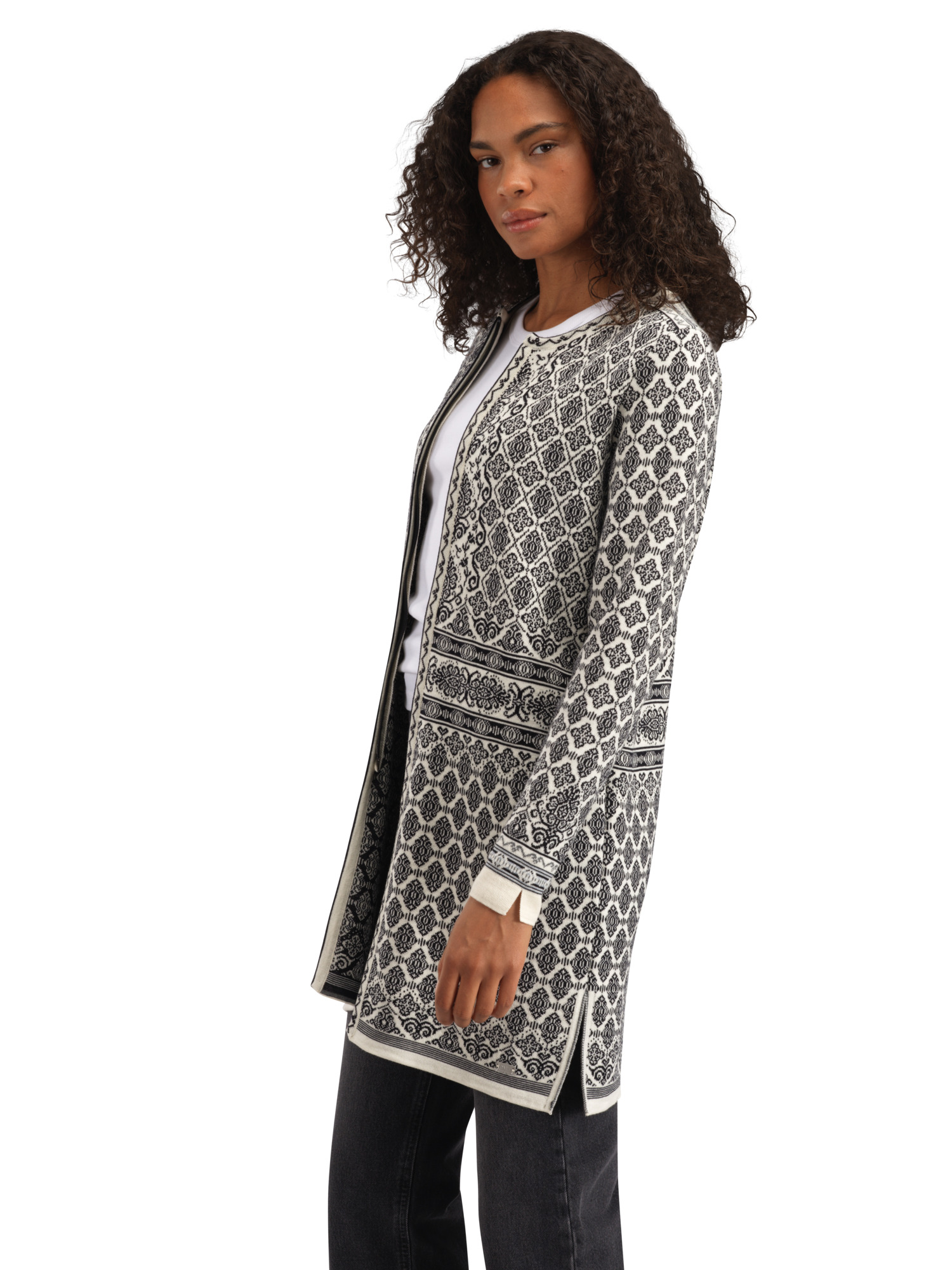 Ingeborg Women’s Jacket - Merino Offwhite Black Gravuvig Smoke