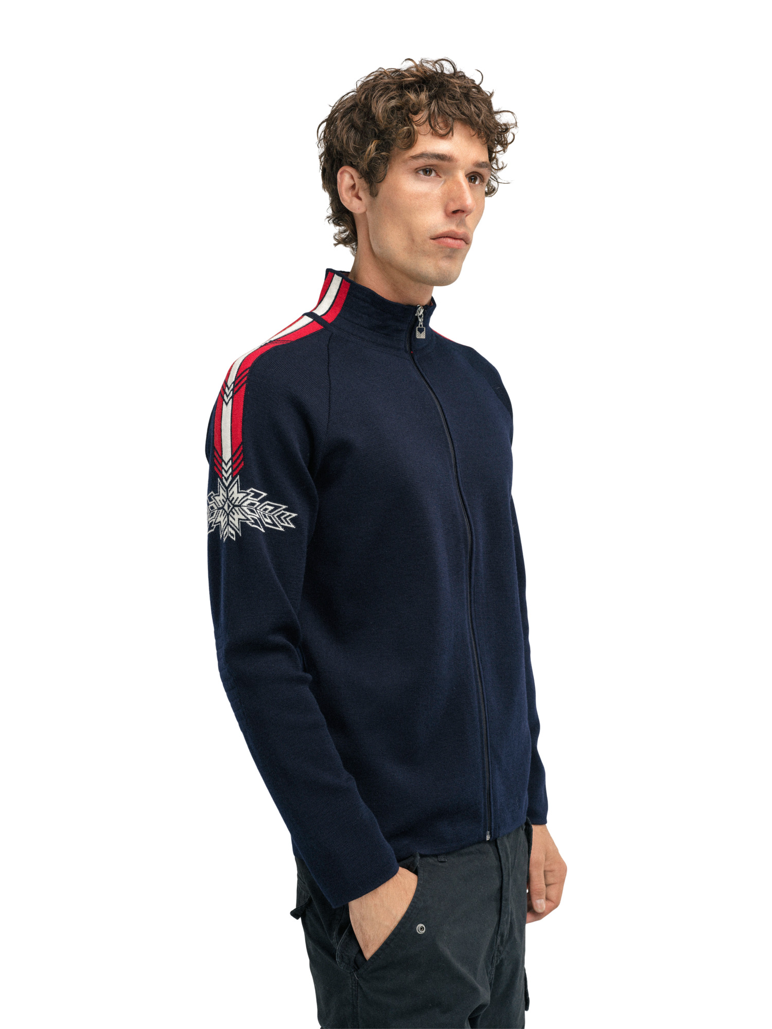 Spirit Men’s Jacket - Merino Wool Navy Offwhite Raspberry