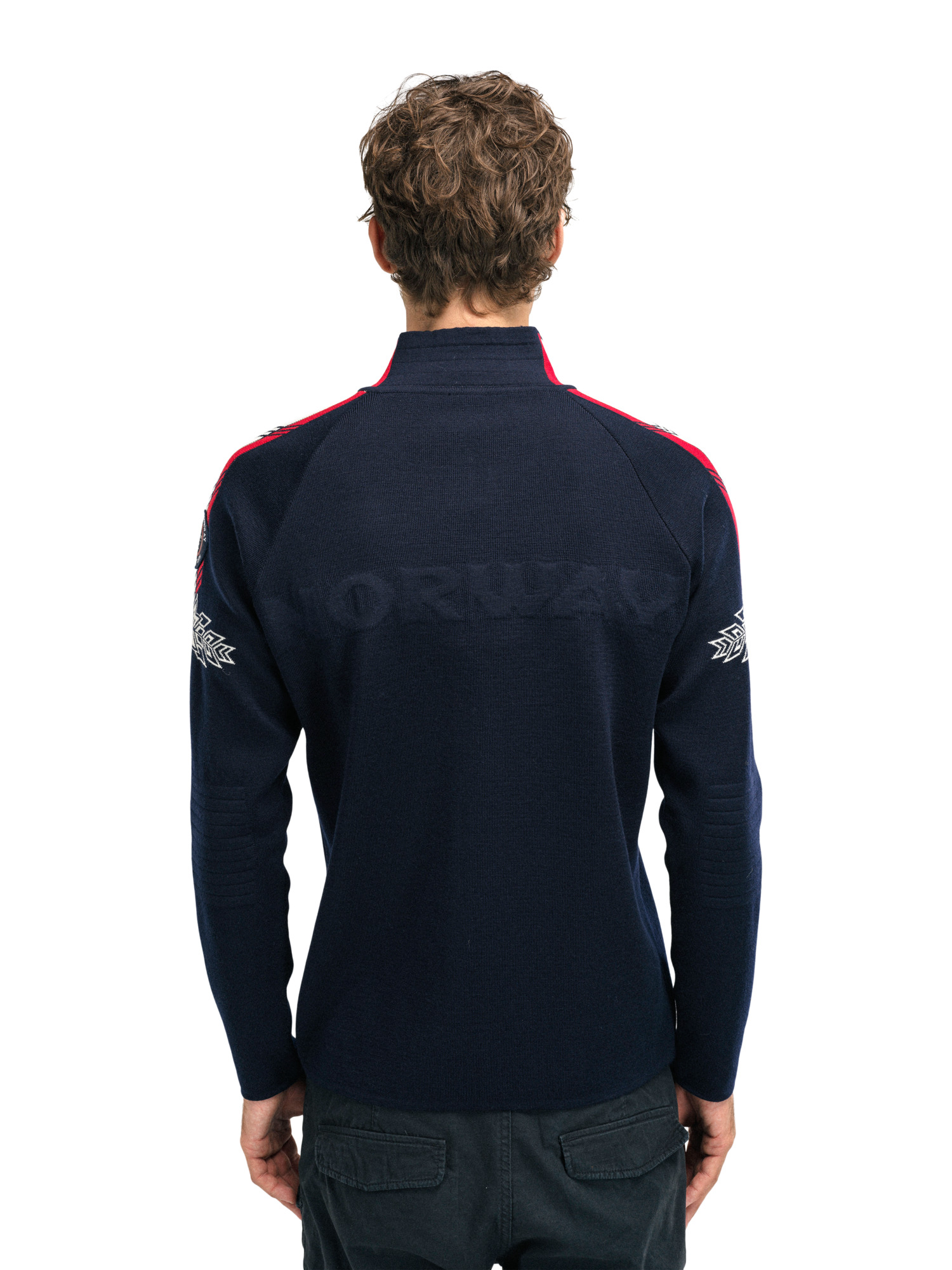 Spirit Men’s Jacket - Merino Wool Navy Offwhite Raspberry