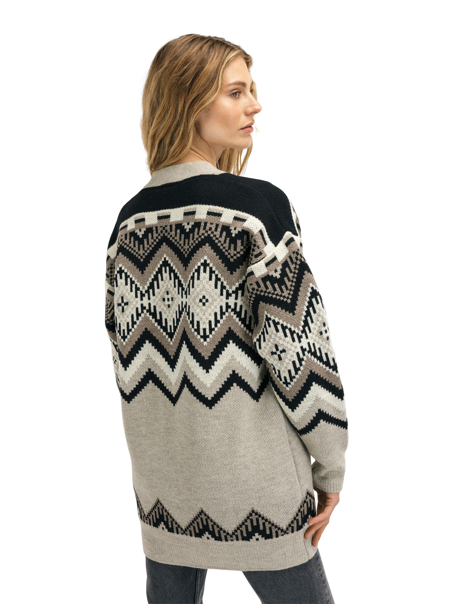 Skåla Women's Cardigan Sand Black Offwhite