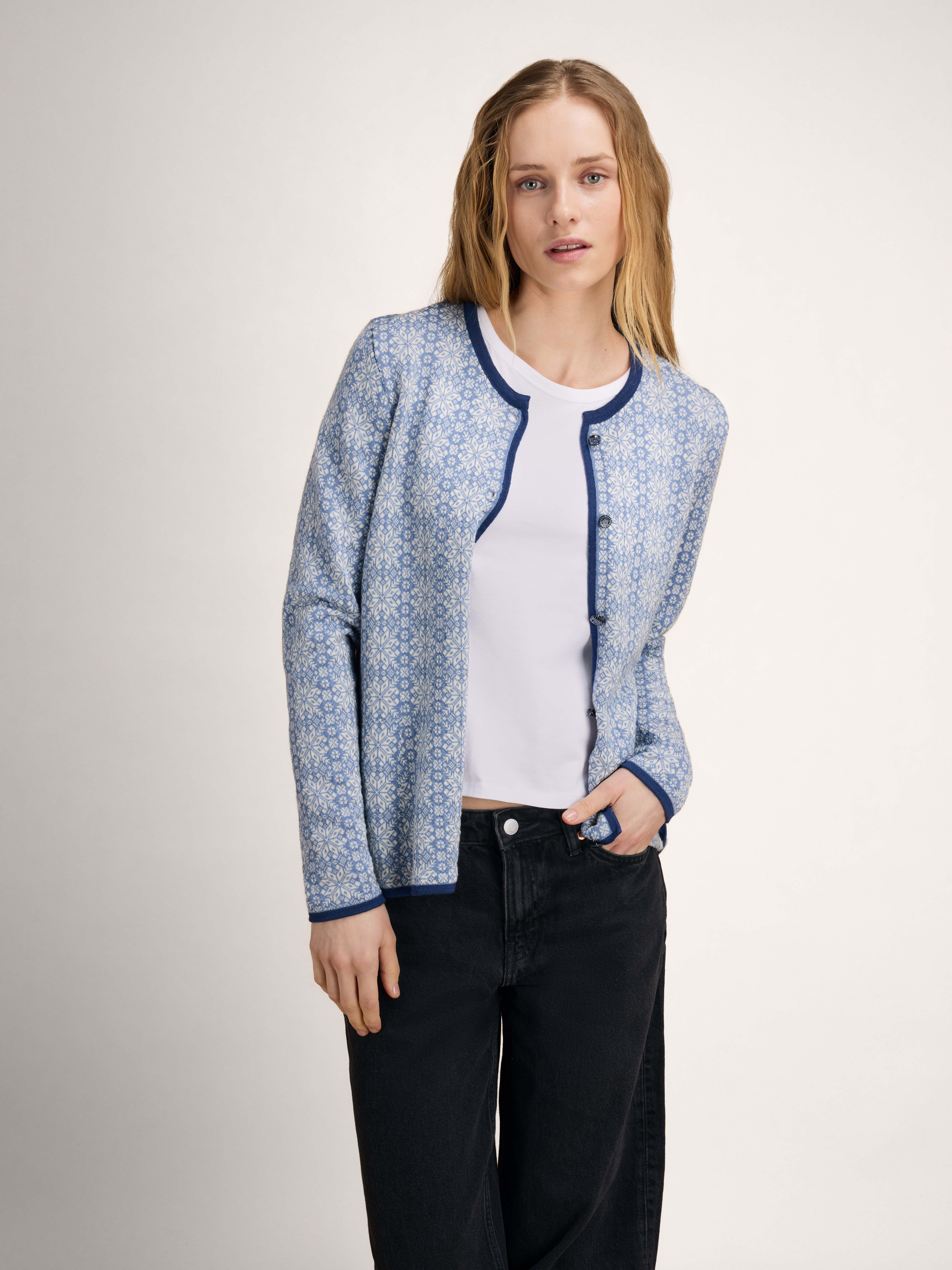 Othelie Women's Jacket - Merino Wool Blueshadow Offwhite