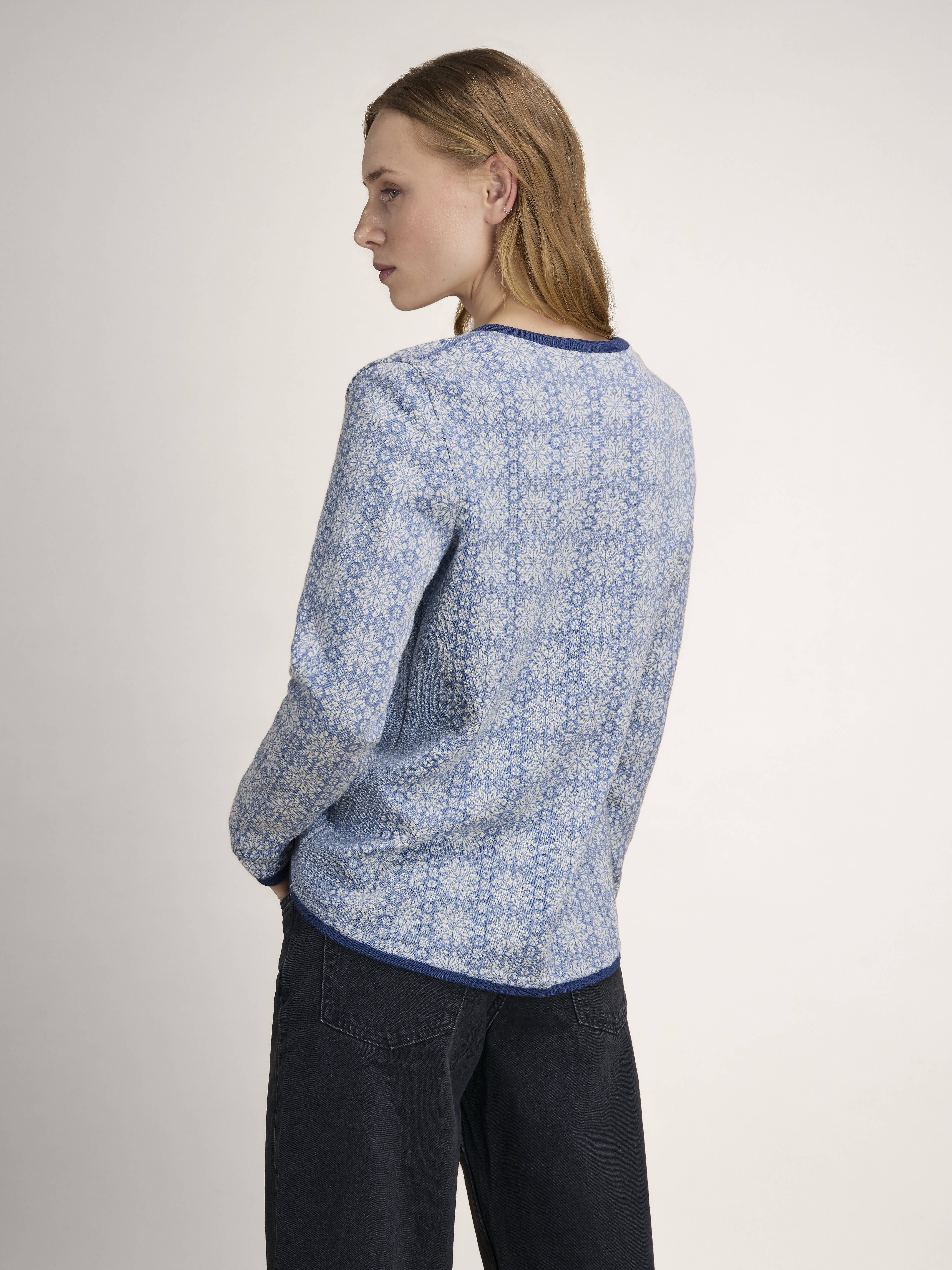 Othelie Women's Jacket - Merino Wool Blueshadow Offwhite
