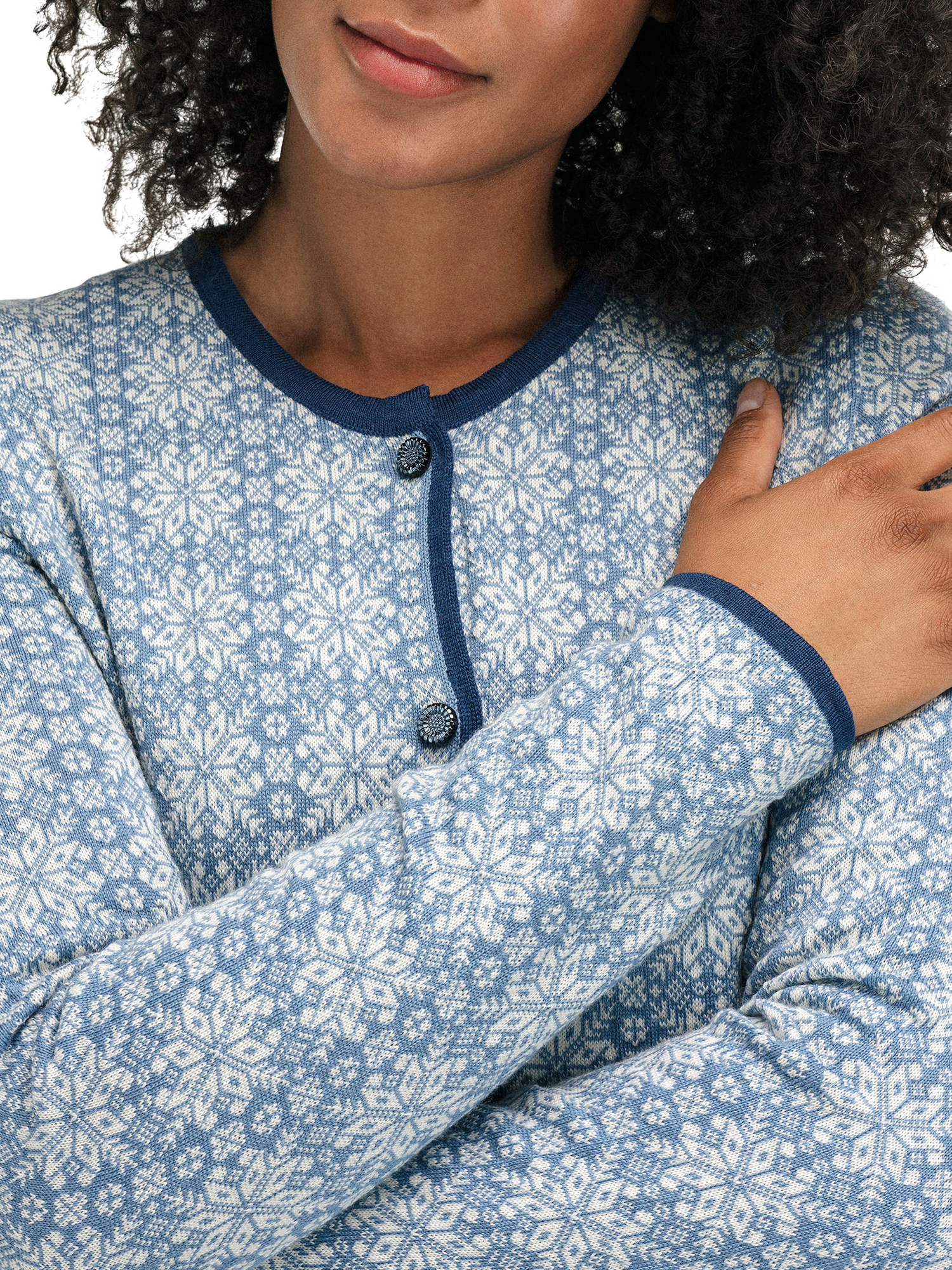 Othelie Women's Jacket - Merino Wool Blueshadow Offwhite