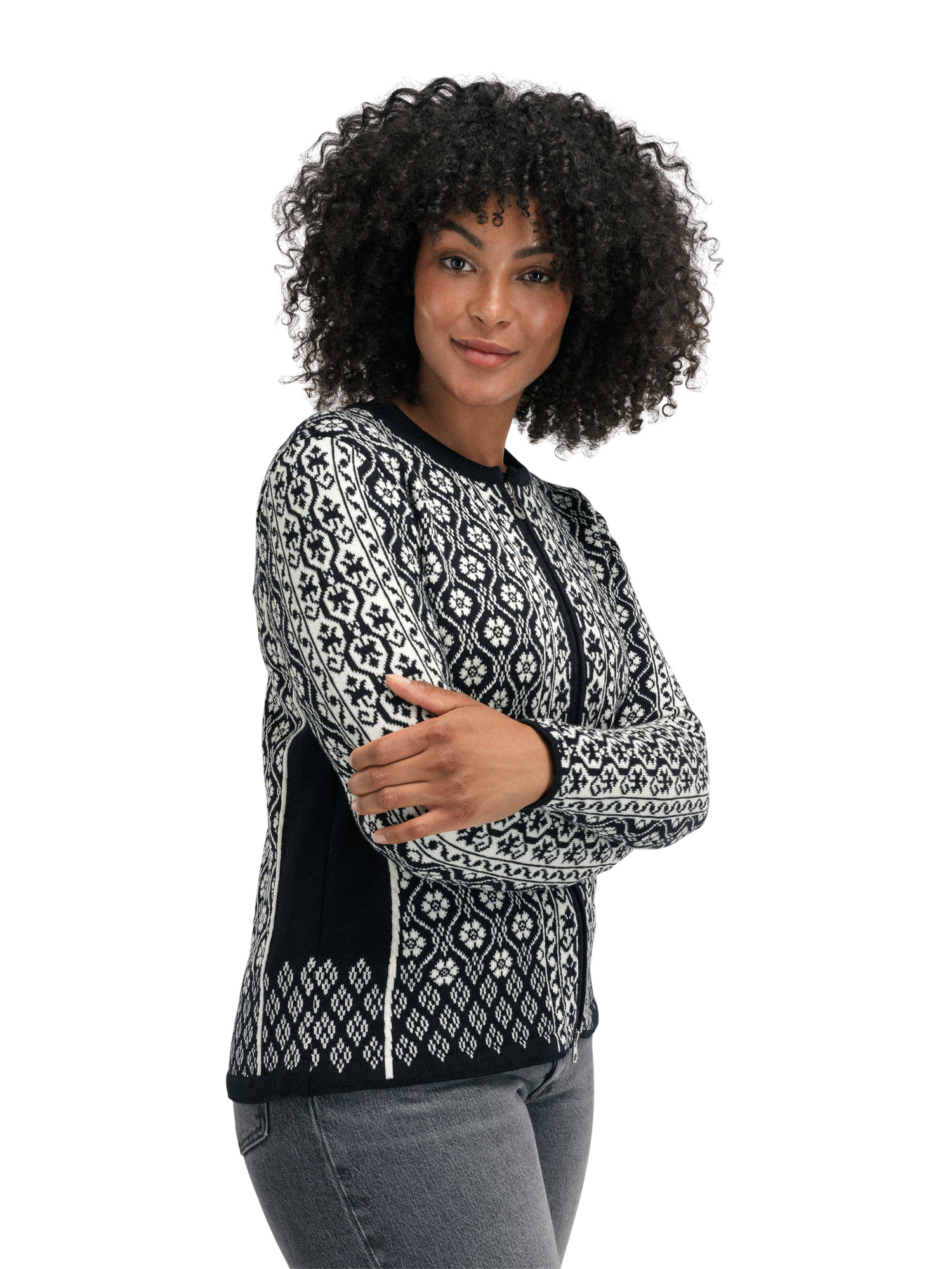 Singsaker Women's Jacket - Merino Wool Black Offwhite