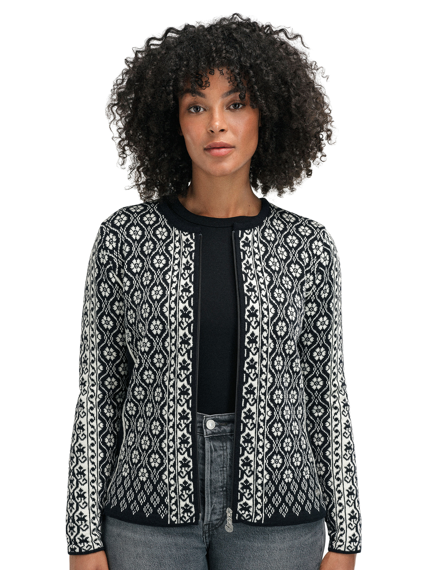 Singsaker Women's Jacket - Merino Wool Black Offwhite