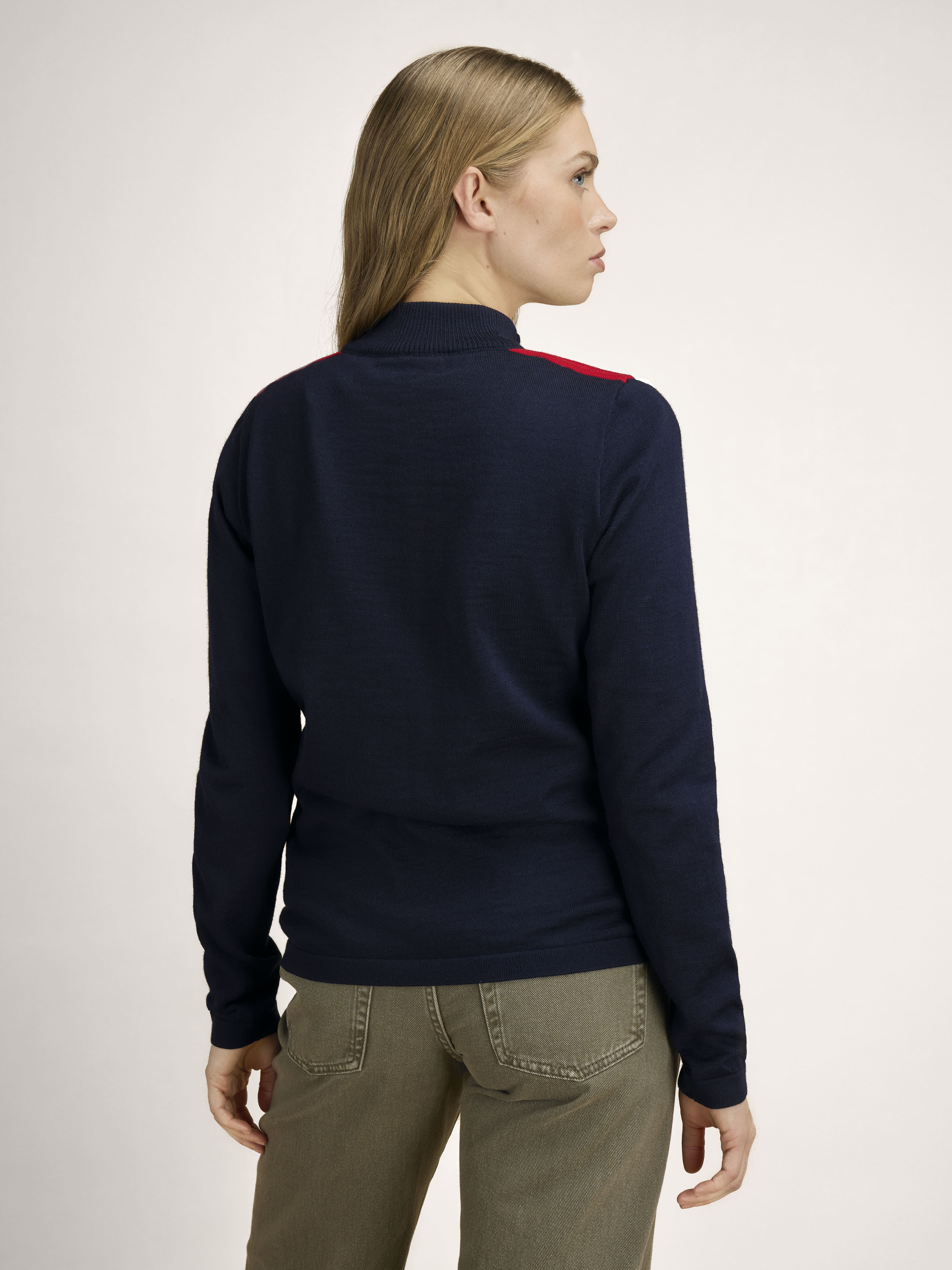 Liberg Women's Jacket - Merino wool Marine Offwhite Raspberry