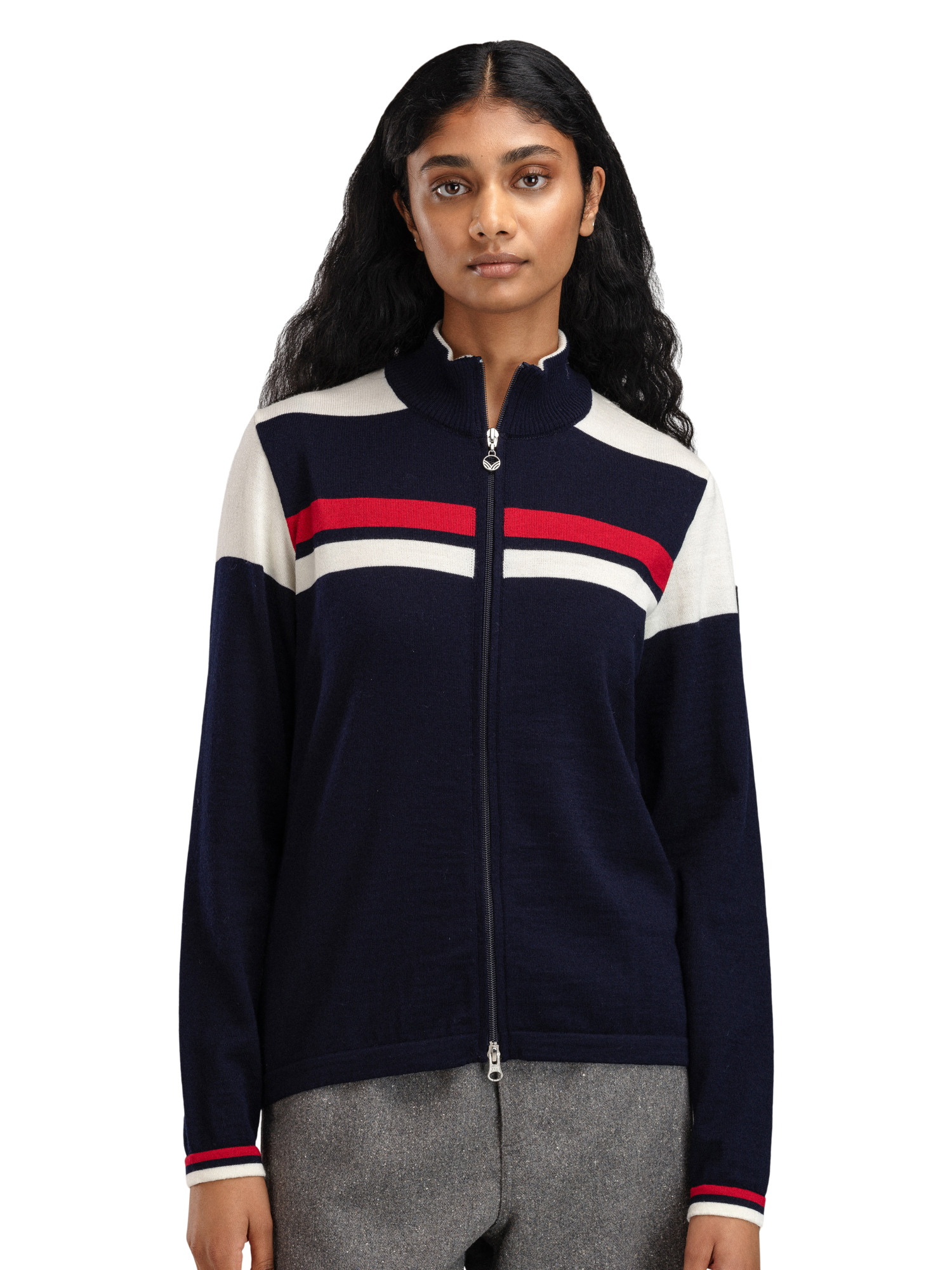 Mount Stello Women's Jacket - Merino wool Navy Offwhite Raspberry