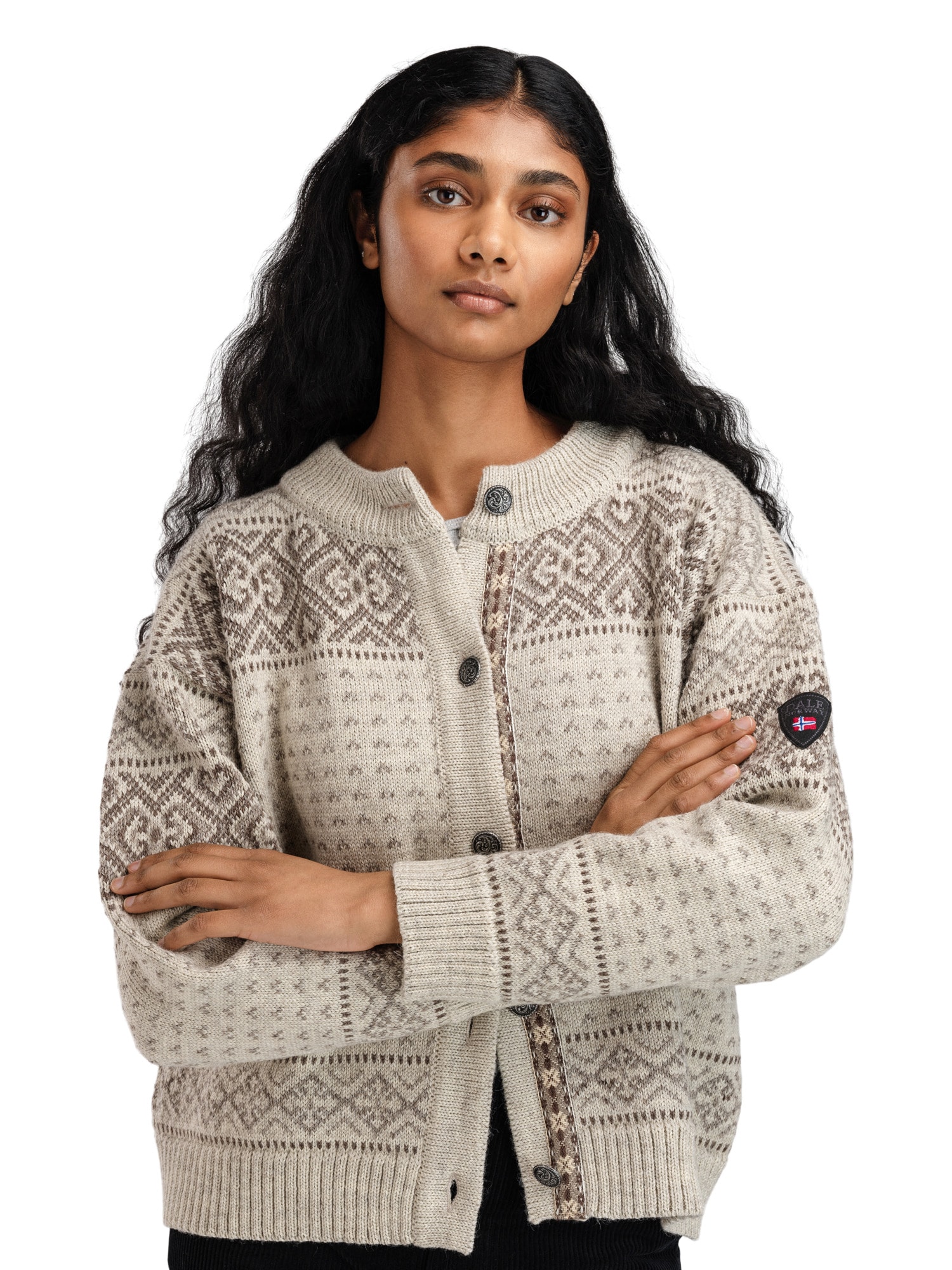 Hannah Fem. Cardigan Birch Vanillasugar Nutmeg - Dale of Norway