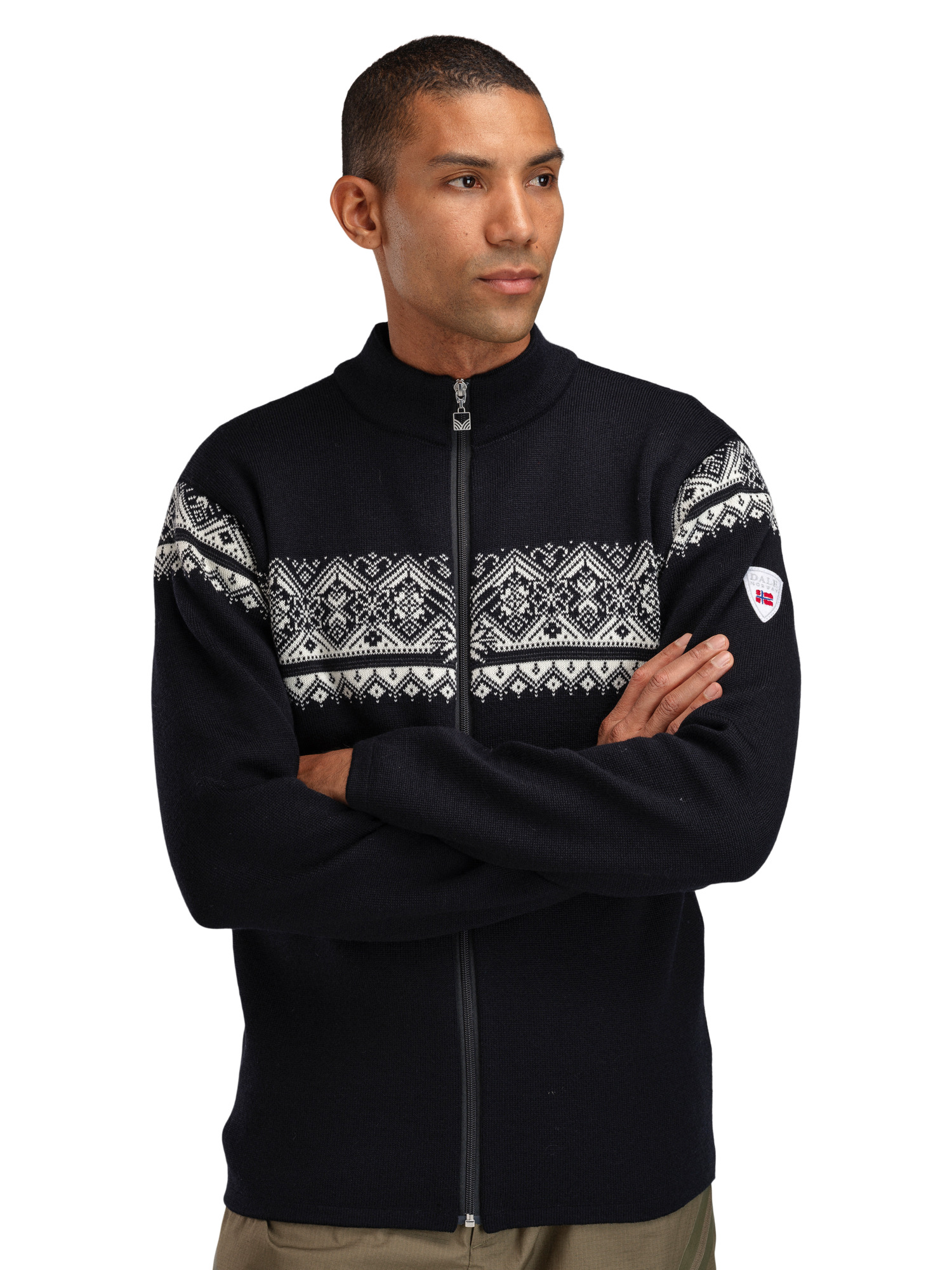 Moritz Masc Jacket Black Offwhite Darkcharcoal - Dale of Norway