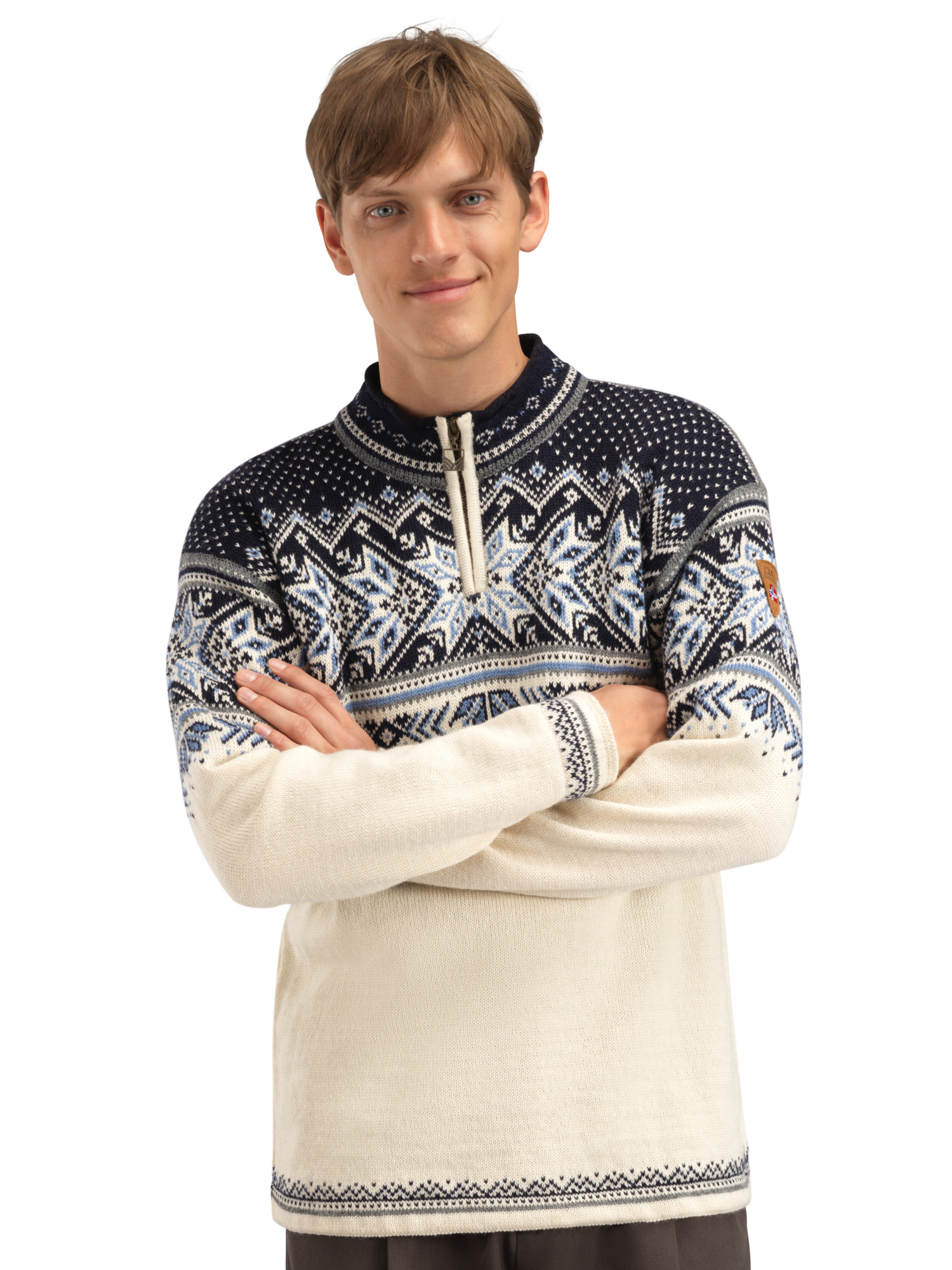 Vail Men's Sweater - Norwegian Wool Offwhite Smoke Midnightnavy