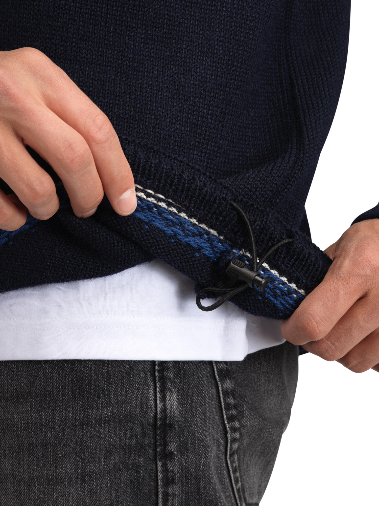 Vail Men's Sweater - Norwegian Wool Midnightnavy Redrose Offwhite