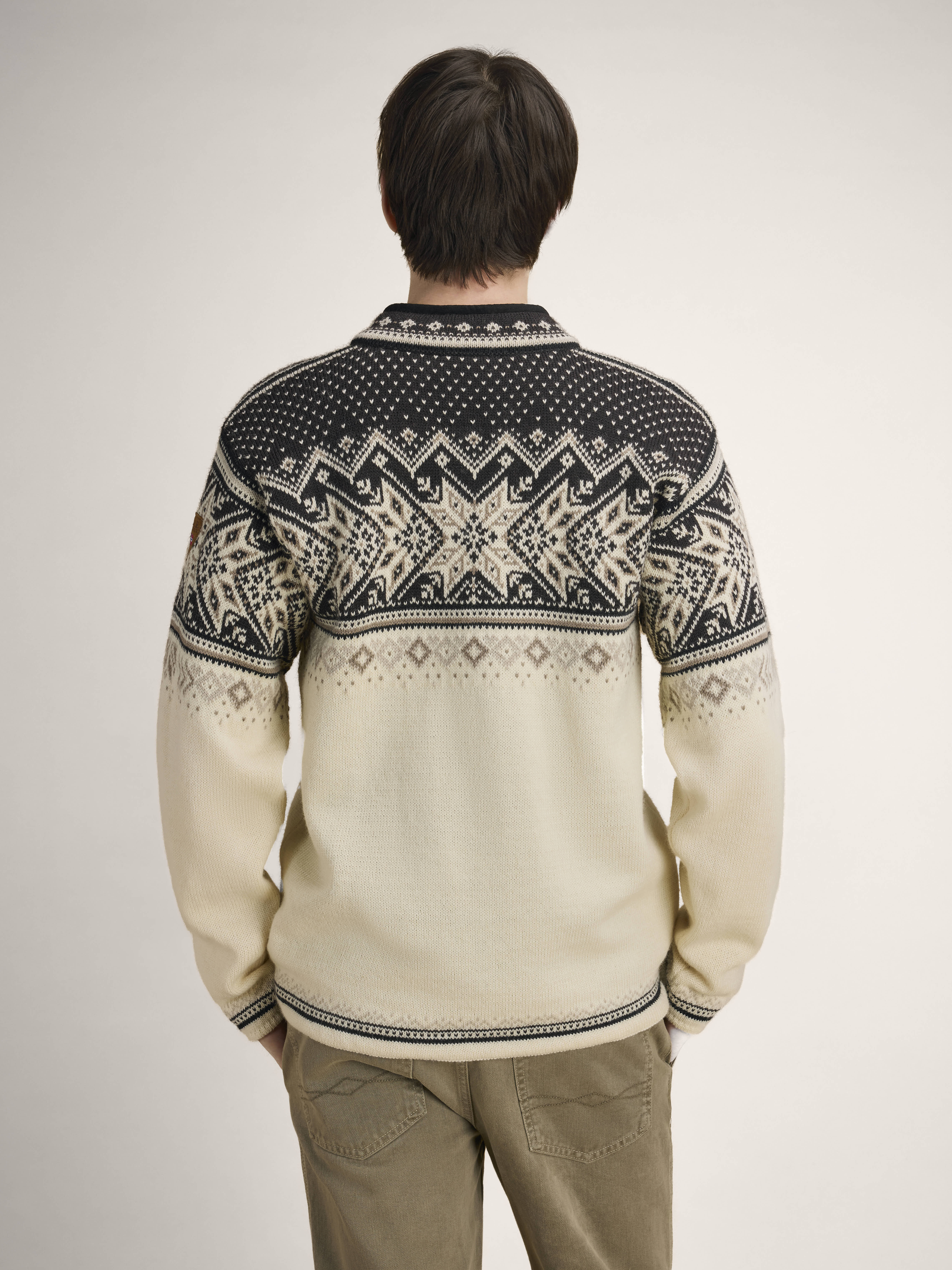 Vail Men's Sweater - Norwegian Wool Offwhite Coffee Sandstone