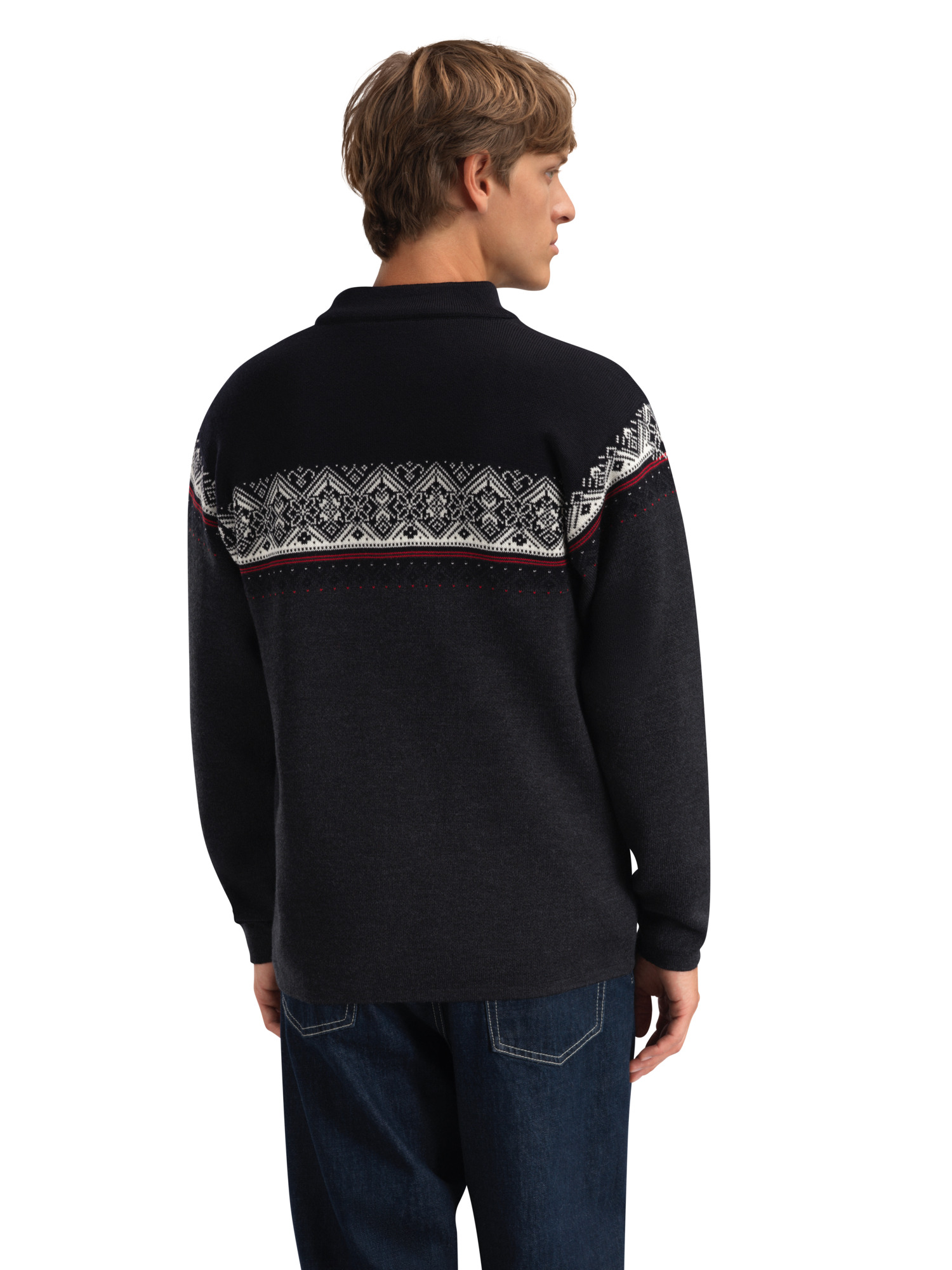 Moritz Men's Sweater - Merino Wool DARKCHARCOAL RASPBERRY BLACK