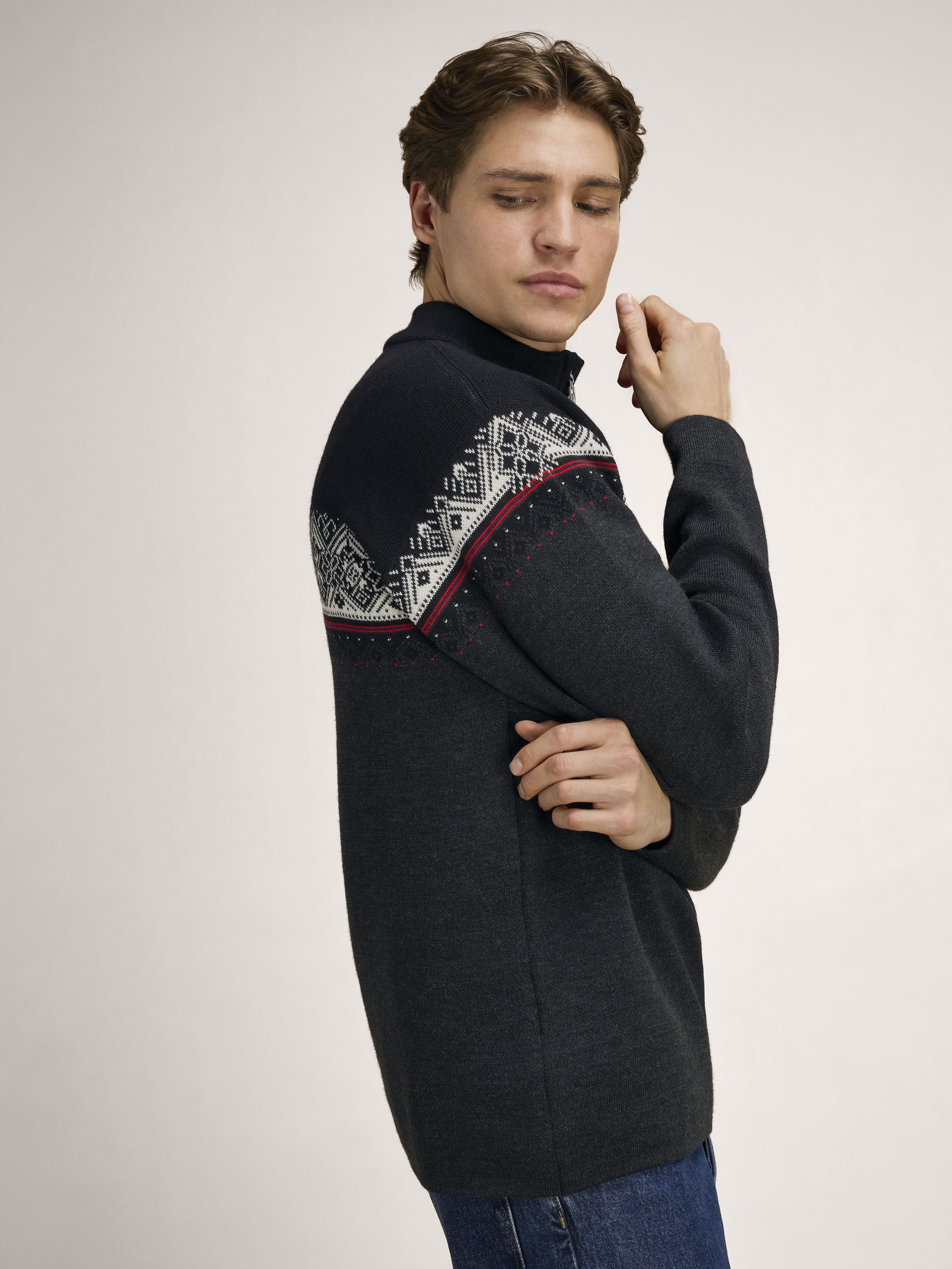 Moritz Men’s Sweater - Merino Wool Darkcharcoal Raspberry Black