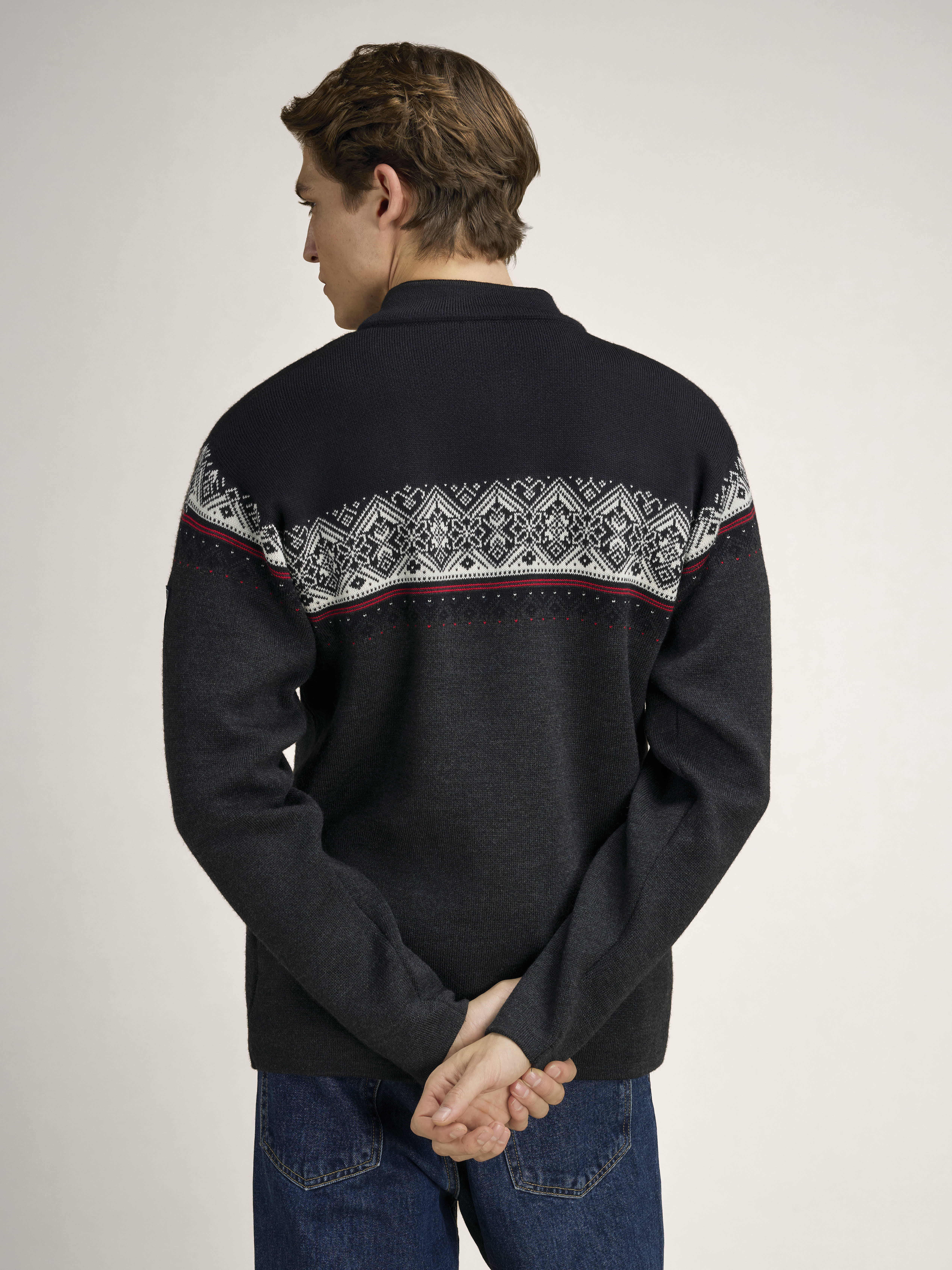 Moritz Men’s Sweater - Merino Wool Darkcharcoal Raspberry Black